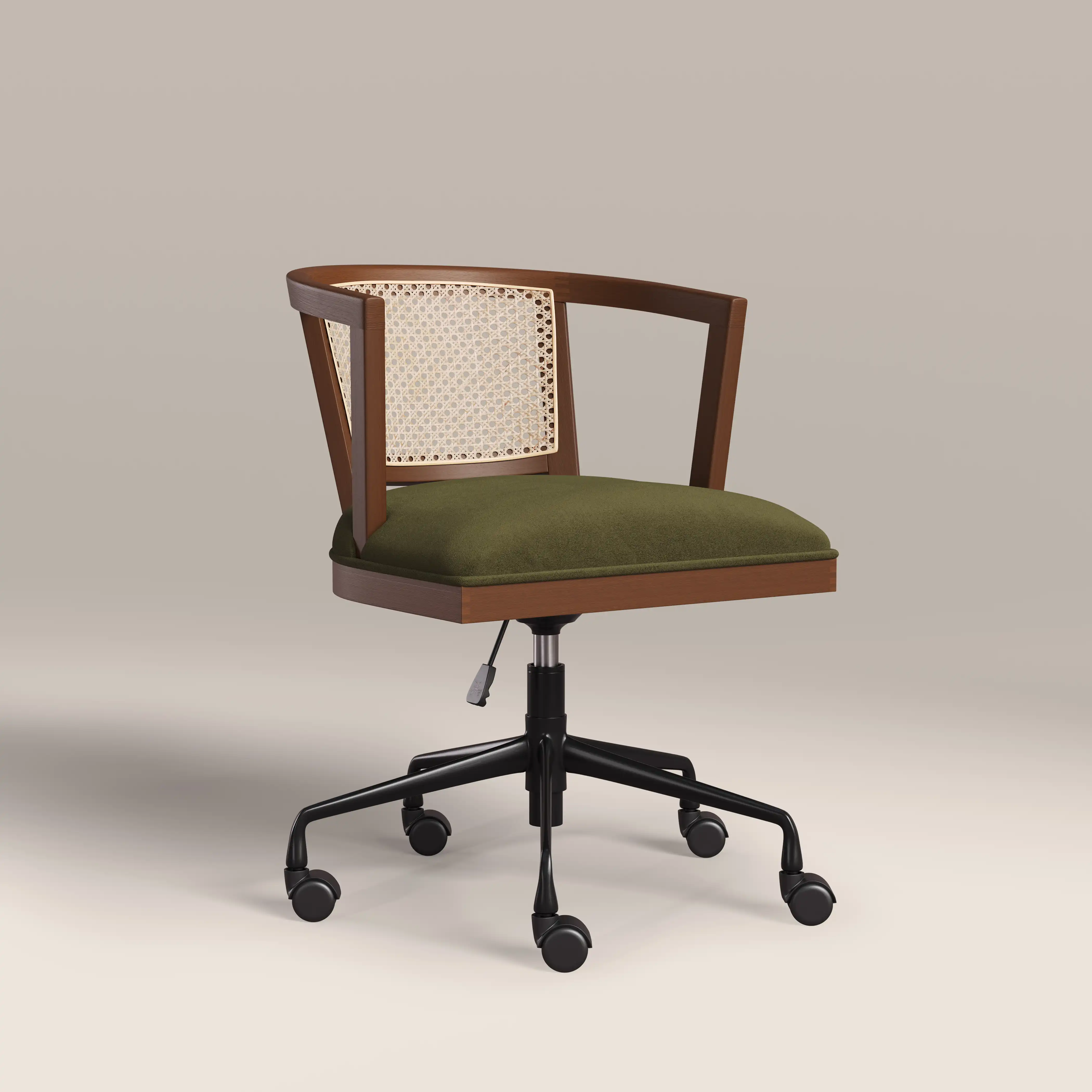 Lana Office Chair | Moss Green Sustainable Mohair Velvet & Walnut - Image 2