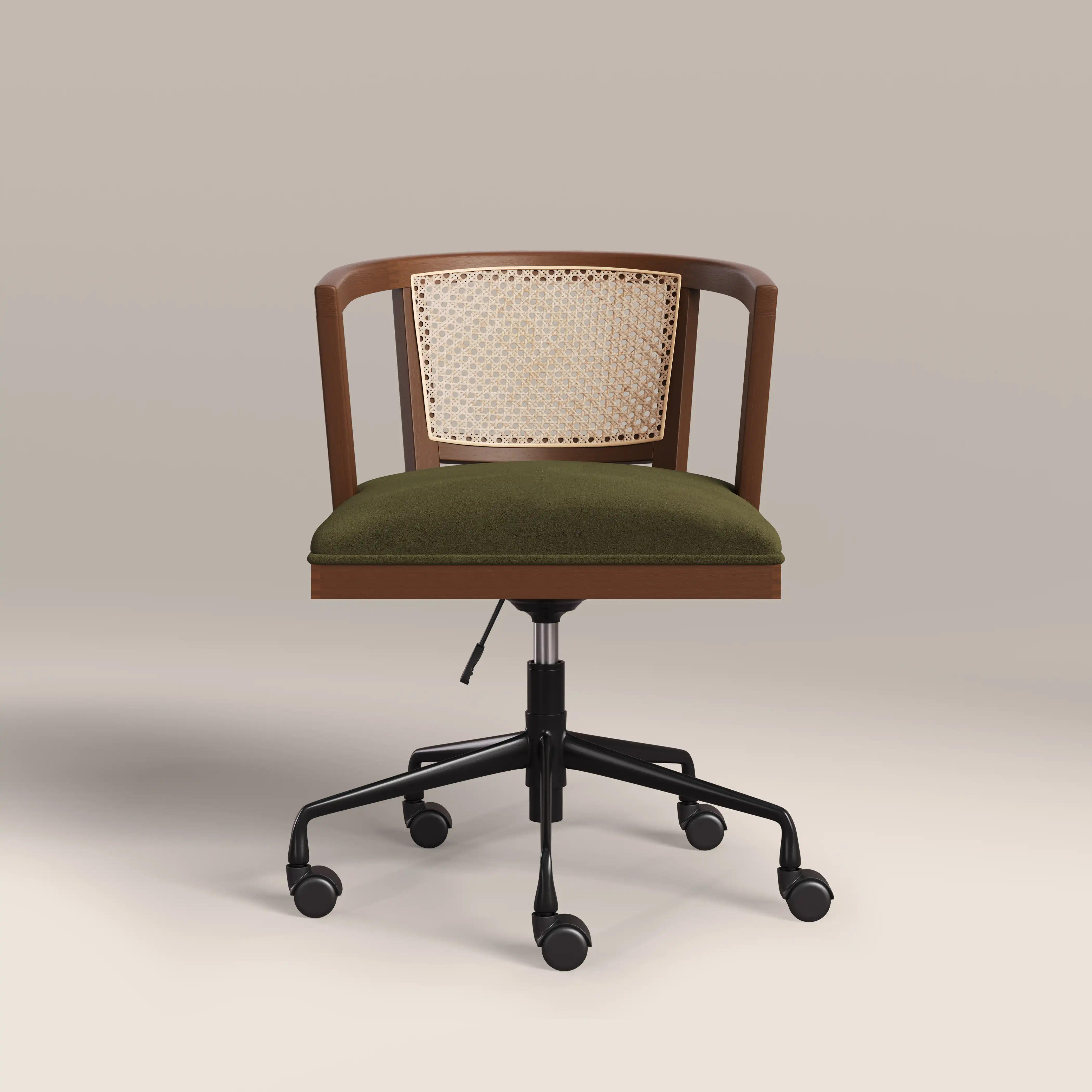Lana Office Chair | Moss Green Sustainable Mohair Velvet & Walnut - Image 3