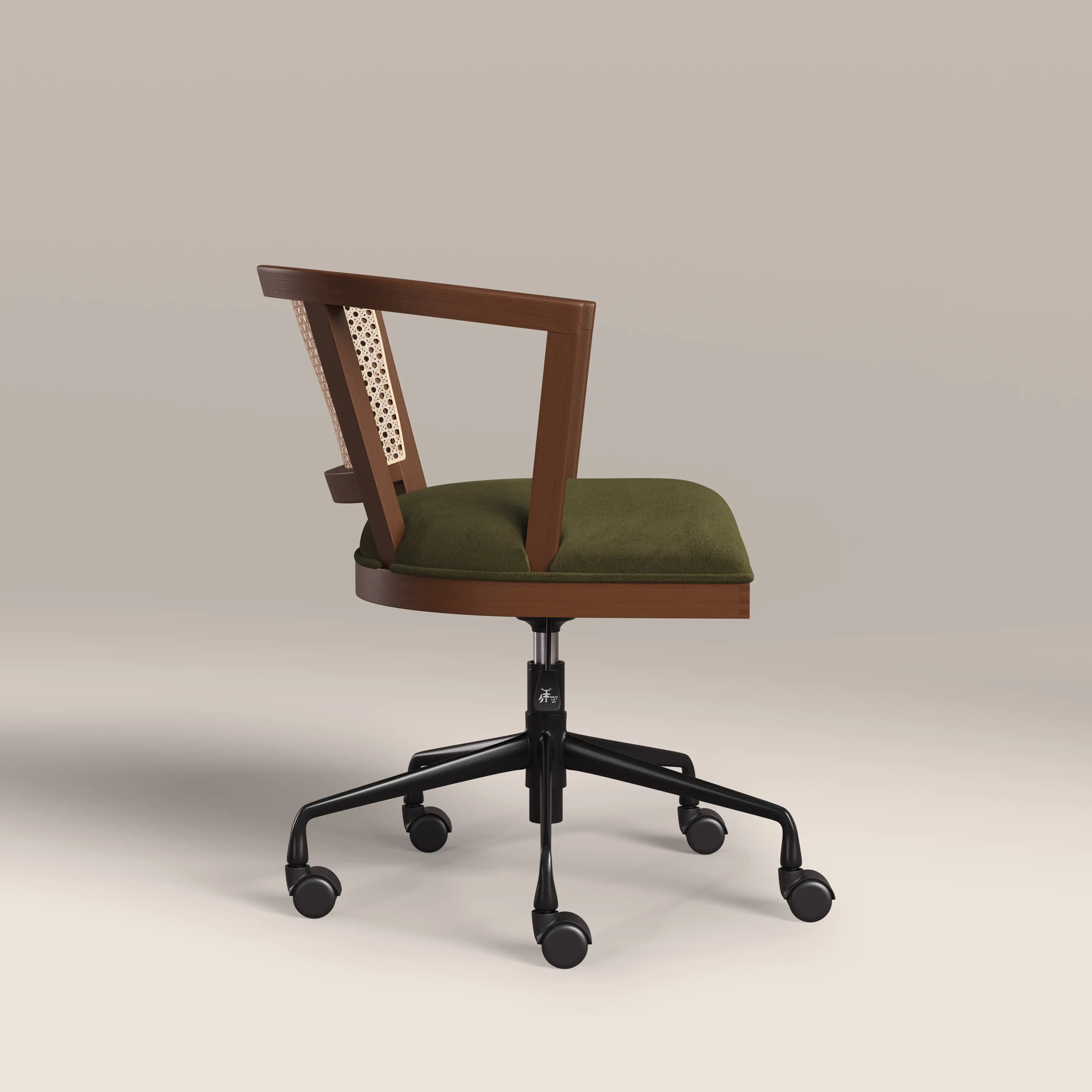 Lana Office Chair | Moss Green Sustainable Mohair Velvet & Walnut - Image 5