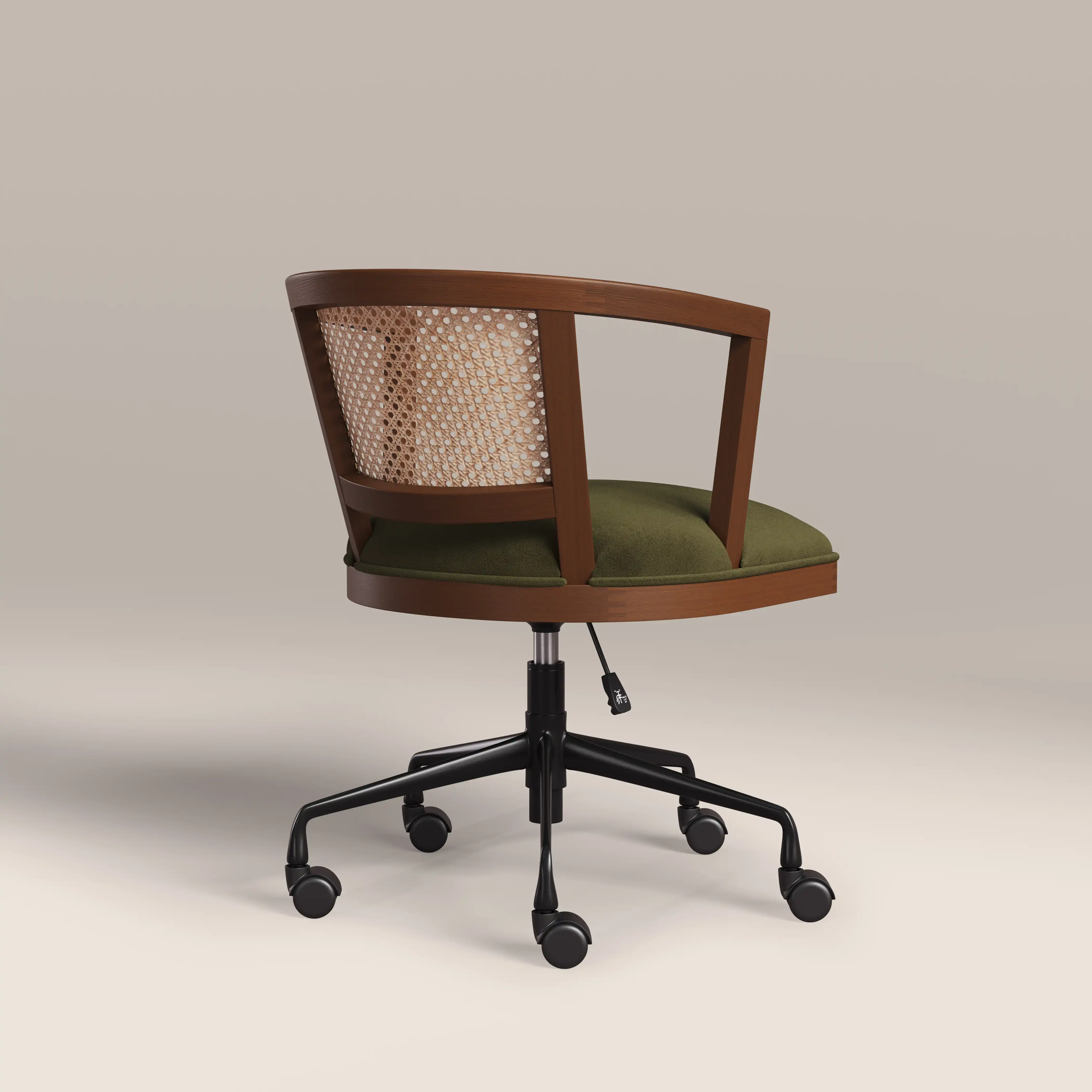 Lana Office Chair | Moss Green Sustainable Mohair Velvet & Walnut - Image 6
