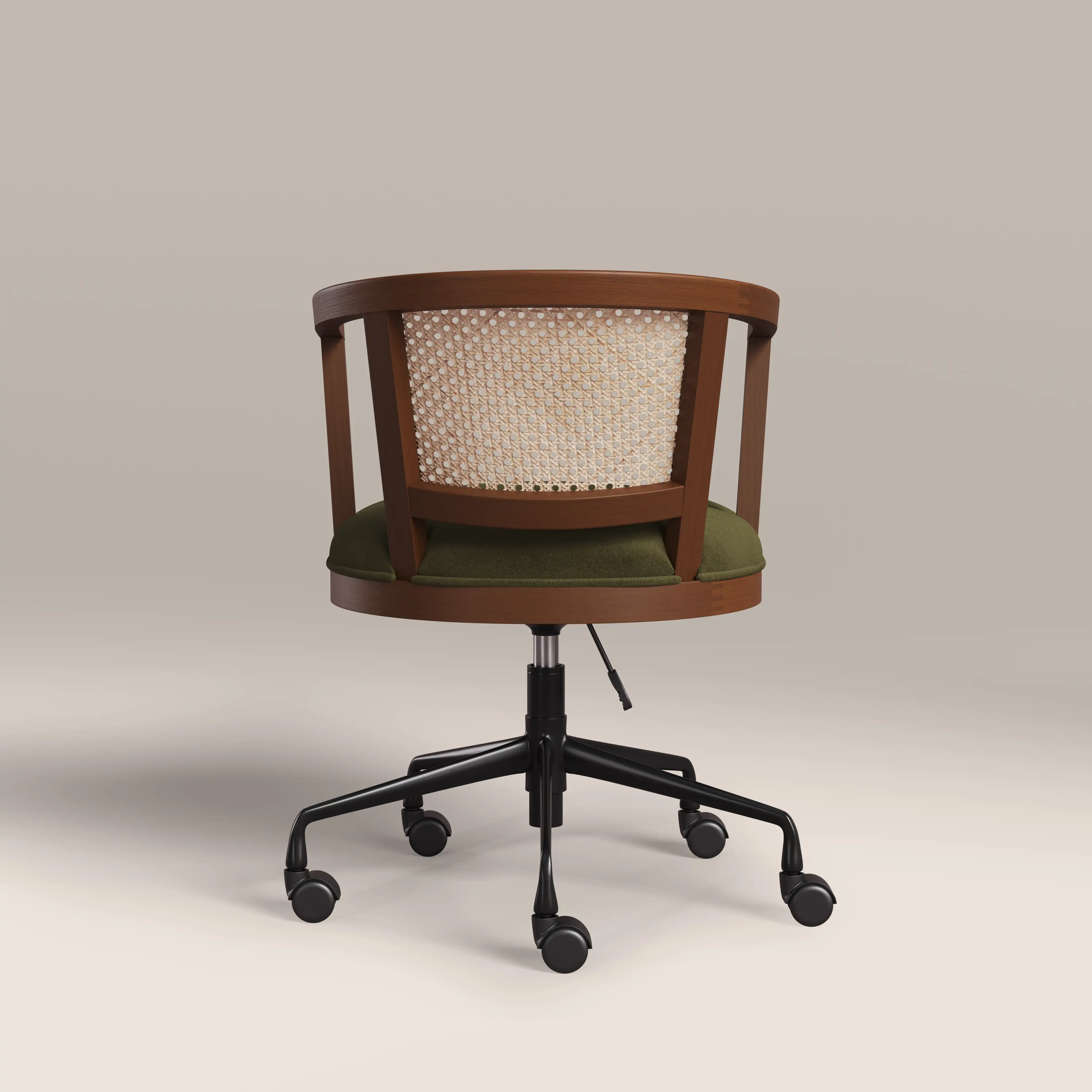 Lana Office Chair | Moss Green Sustainable Mohair Velvet & Walnut - Image 7