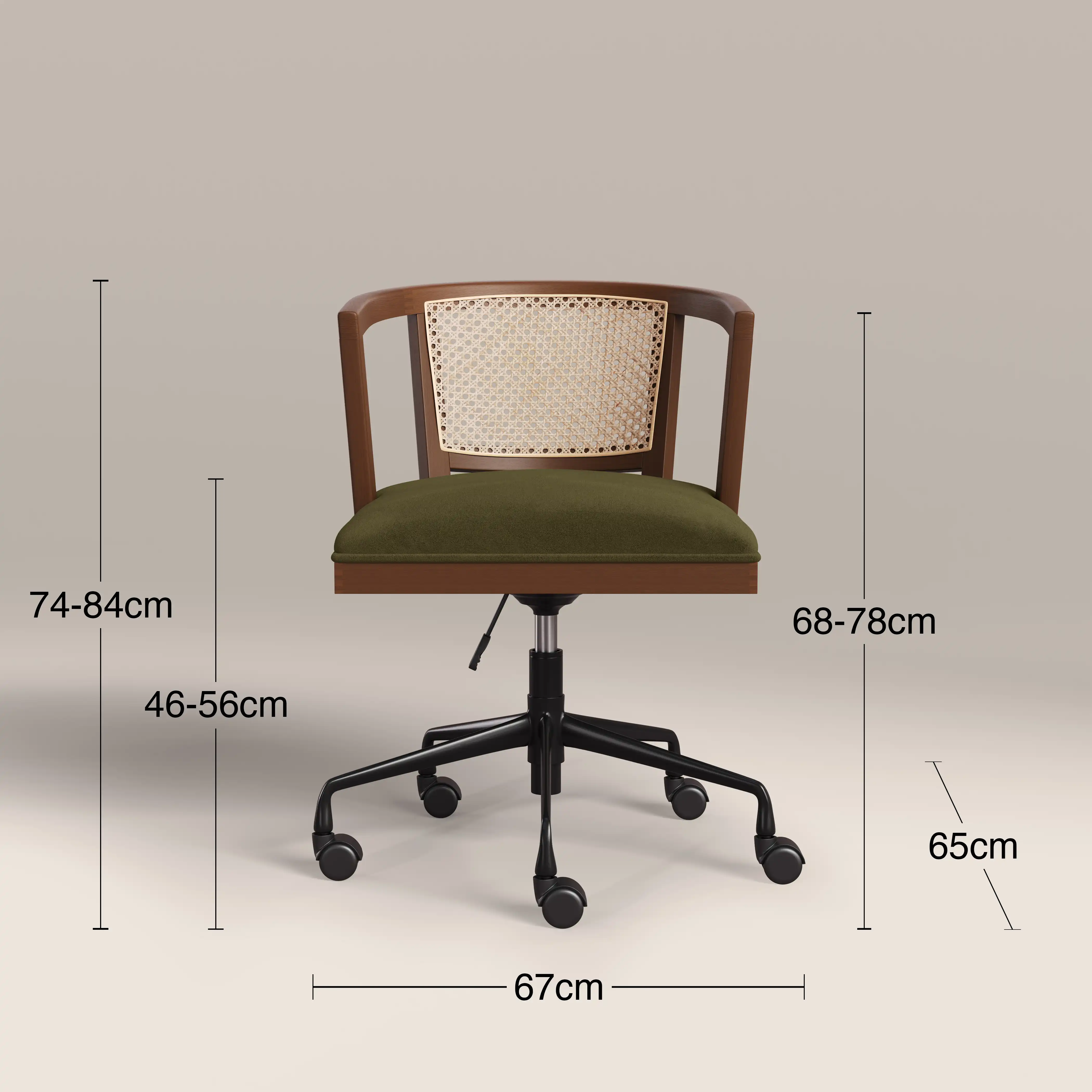 Lana Office Chair | Moss Green Sustainable Mohair Velvet & Walnut - Image 8