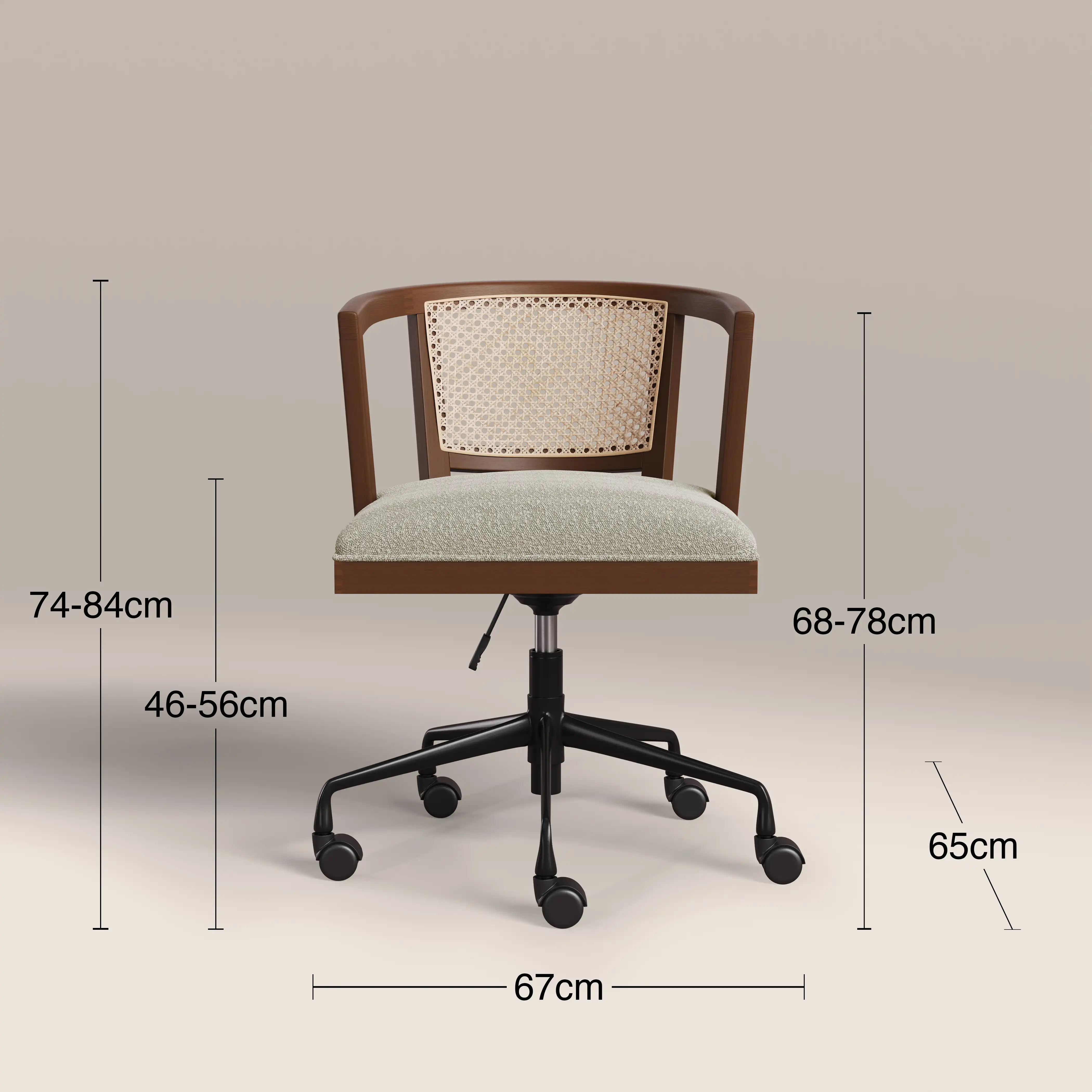Lana Office Chair | Speckled Stone Sustainable Boucle & Walnut - Image 7