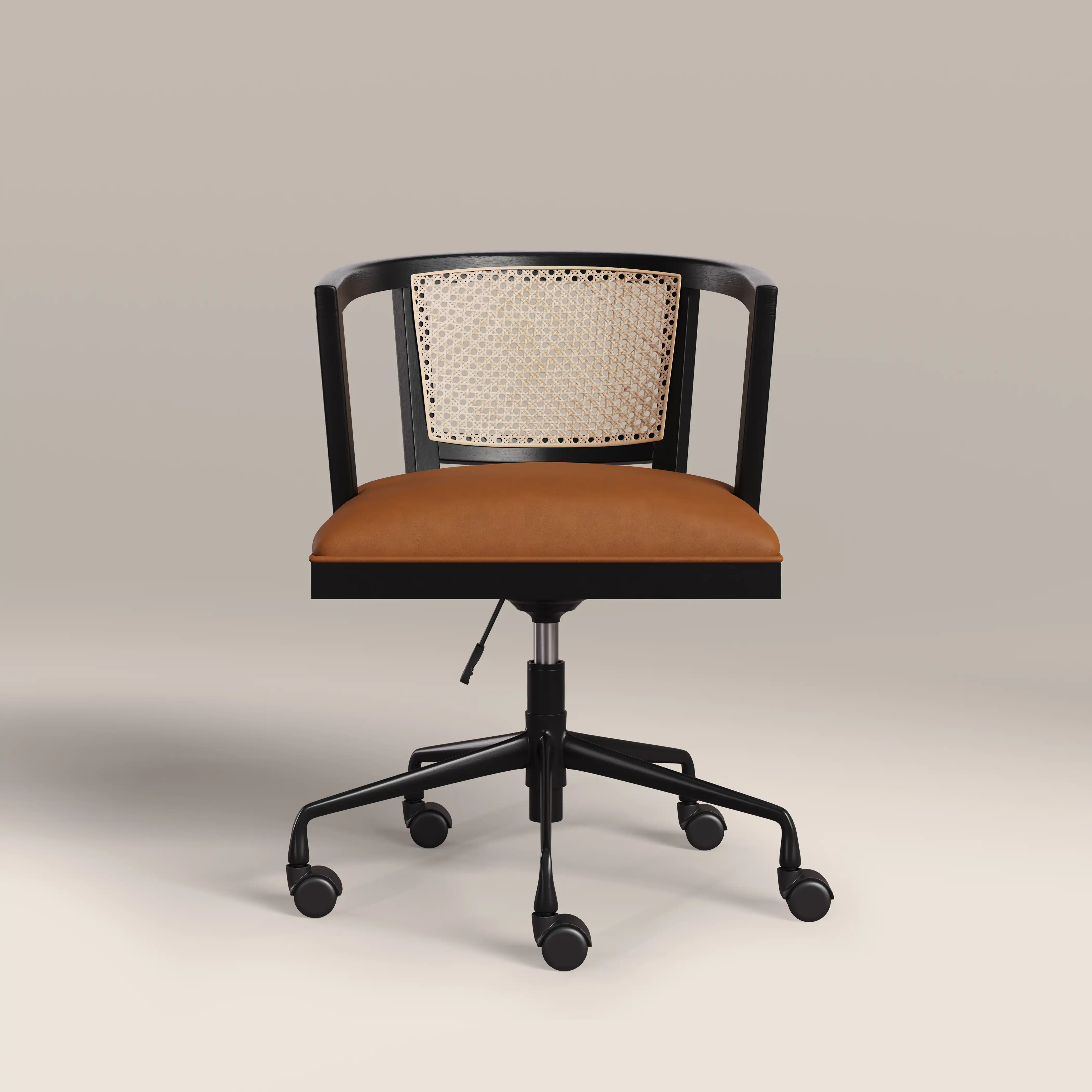 Lana Office Chair | Tuscan Tan Faux Leather & Black - Image 2