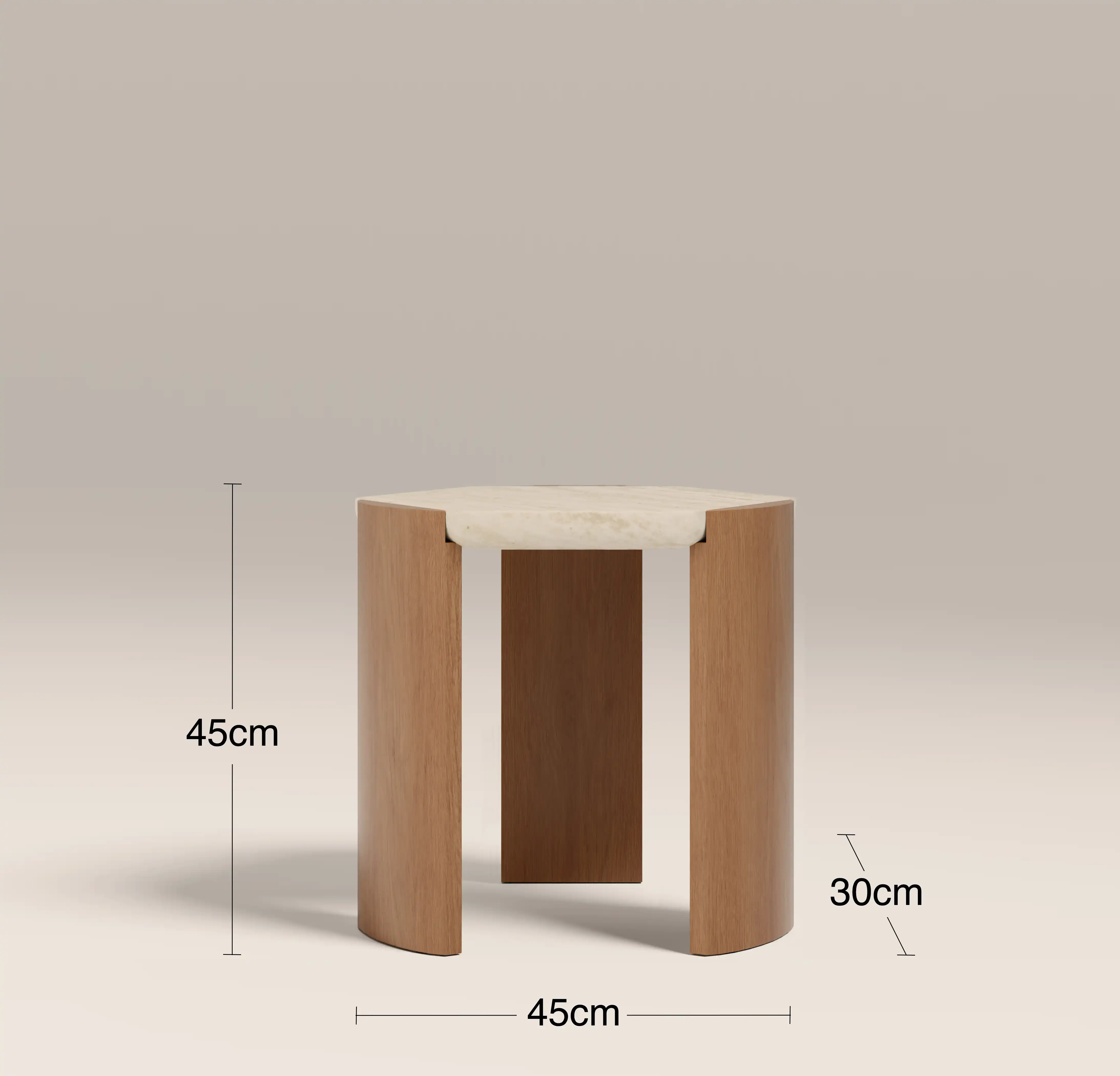 Leilani Side Table | Travertine & Oak - Image 5