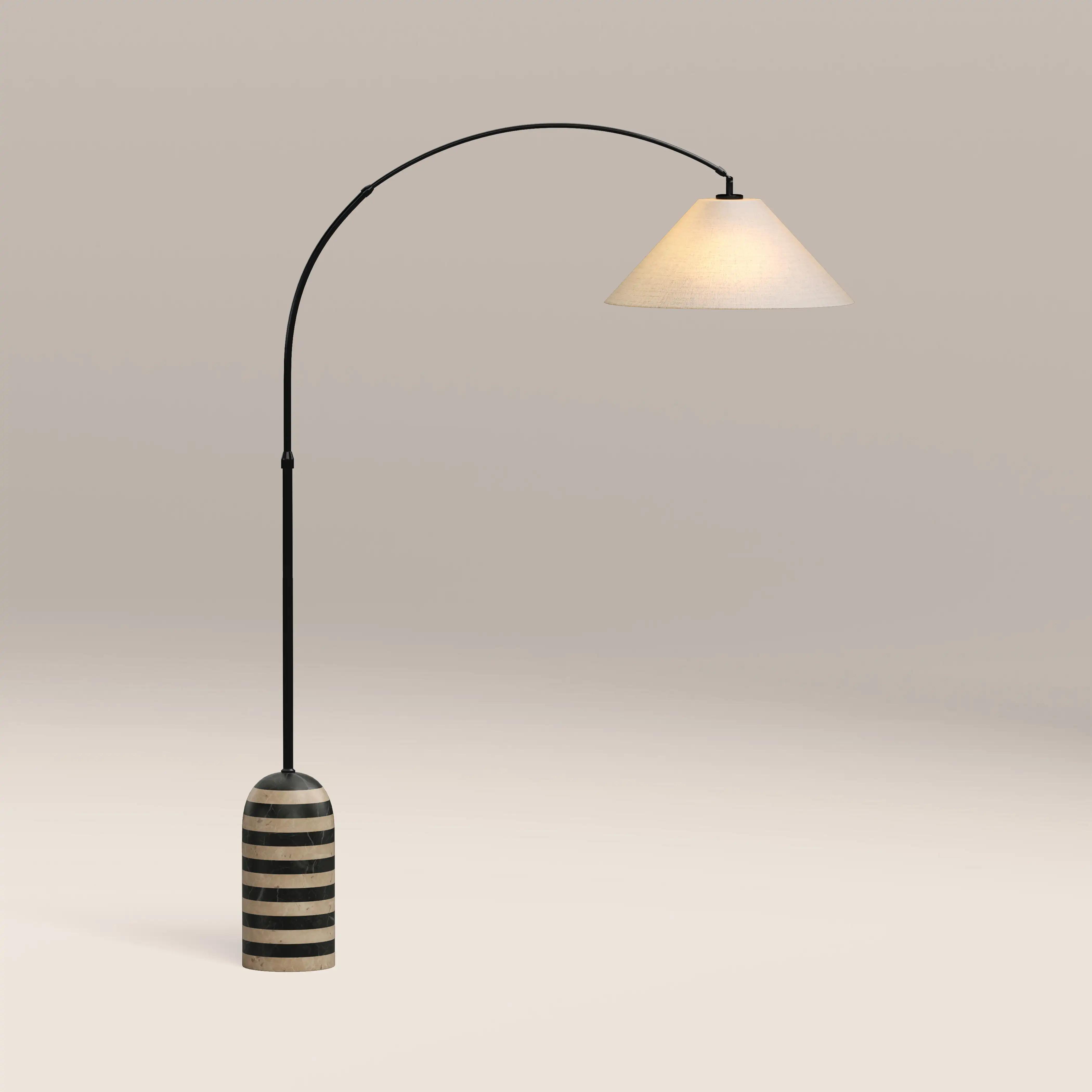 Leora Arc Floor Lamp | Black Marble & Natural Travertine - Image 2