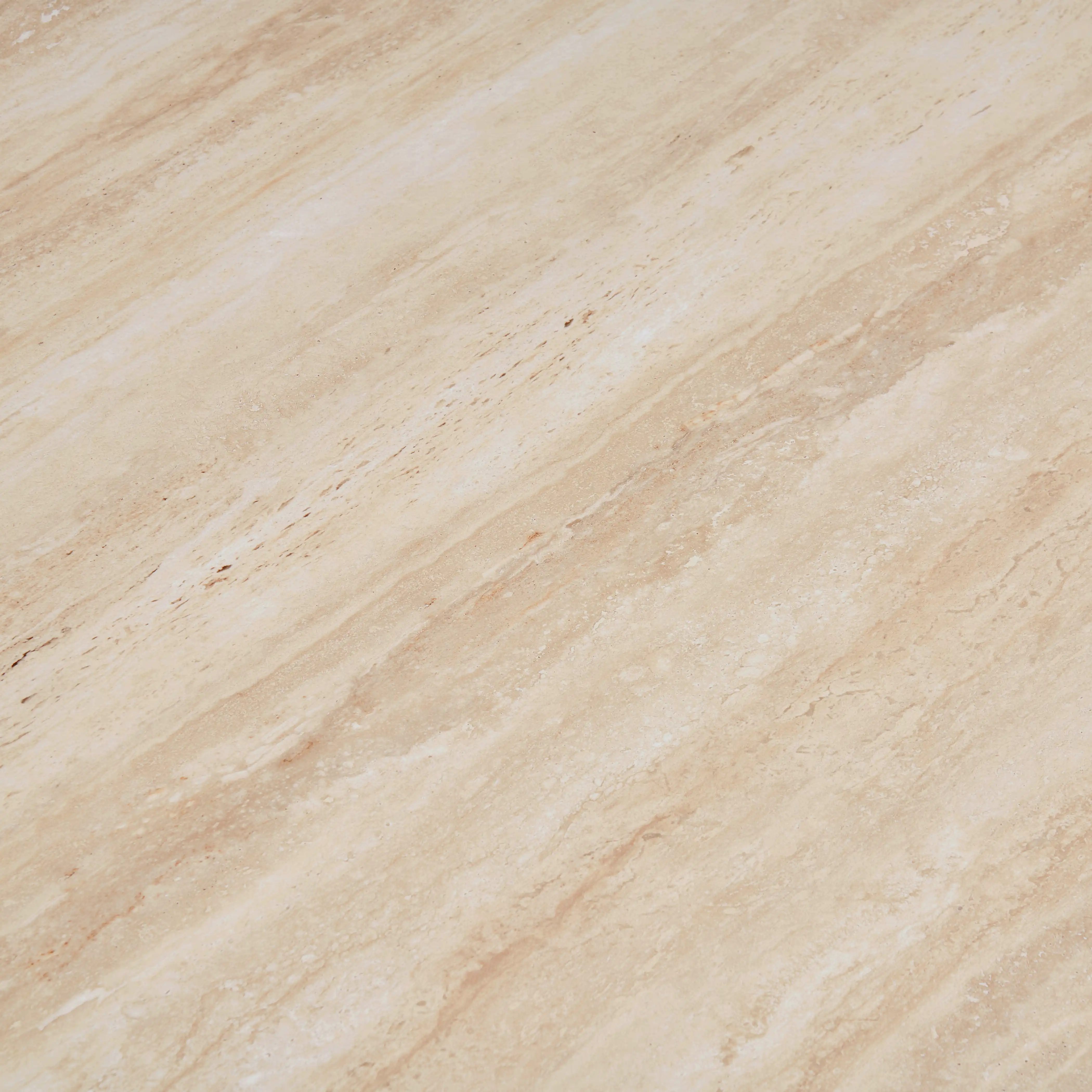 Lilian 4 Seat Round Dining Table | Natural Travertine Effect Sintered Stone & Walnut - Image 3