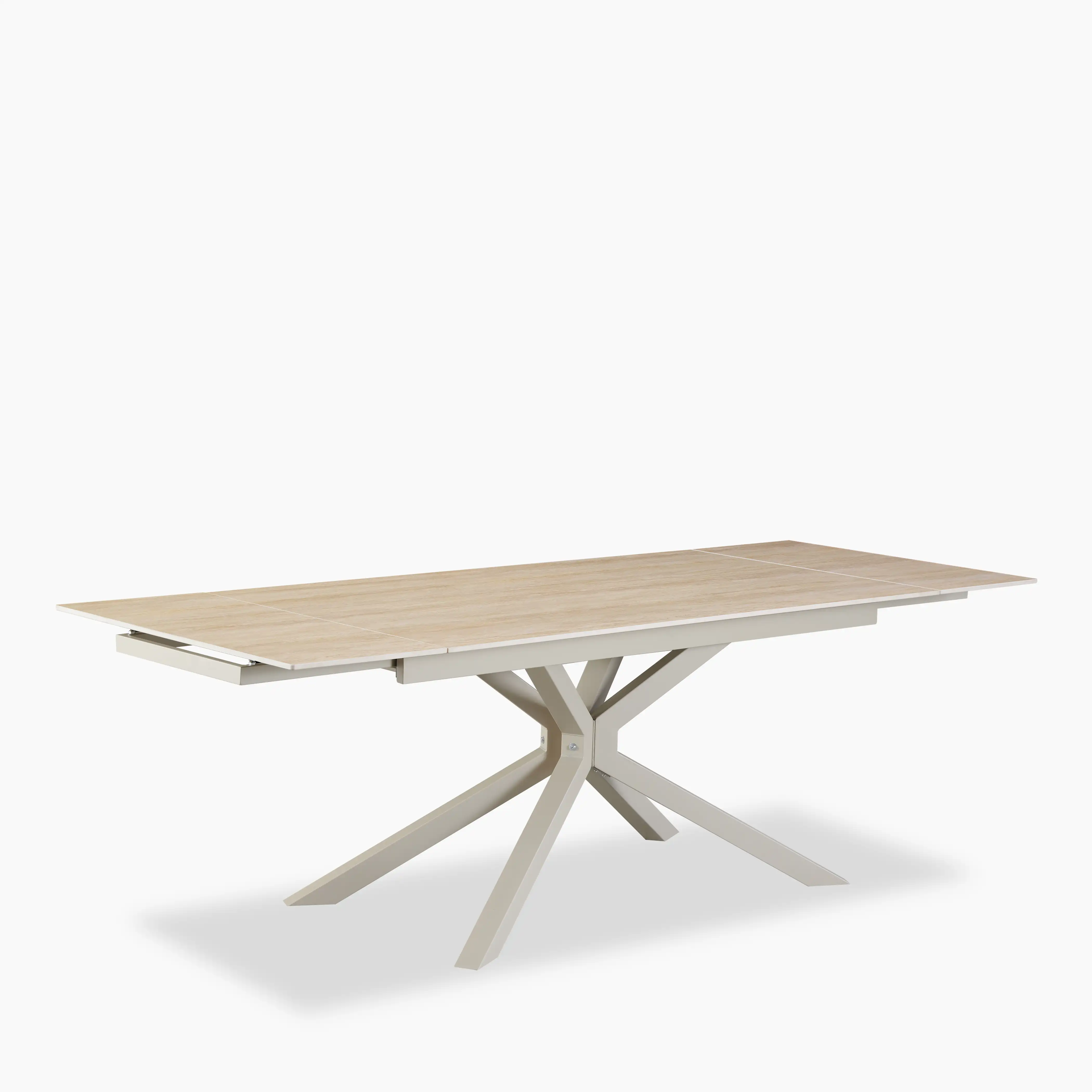 Lincoln 6-8 Seat Rectangle Extendable Dining Table | Natural Travertine Effect Sintered Stone & Taupe - Image 3