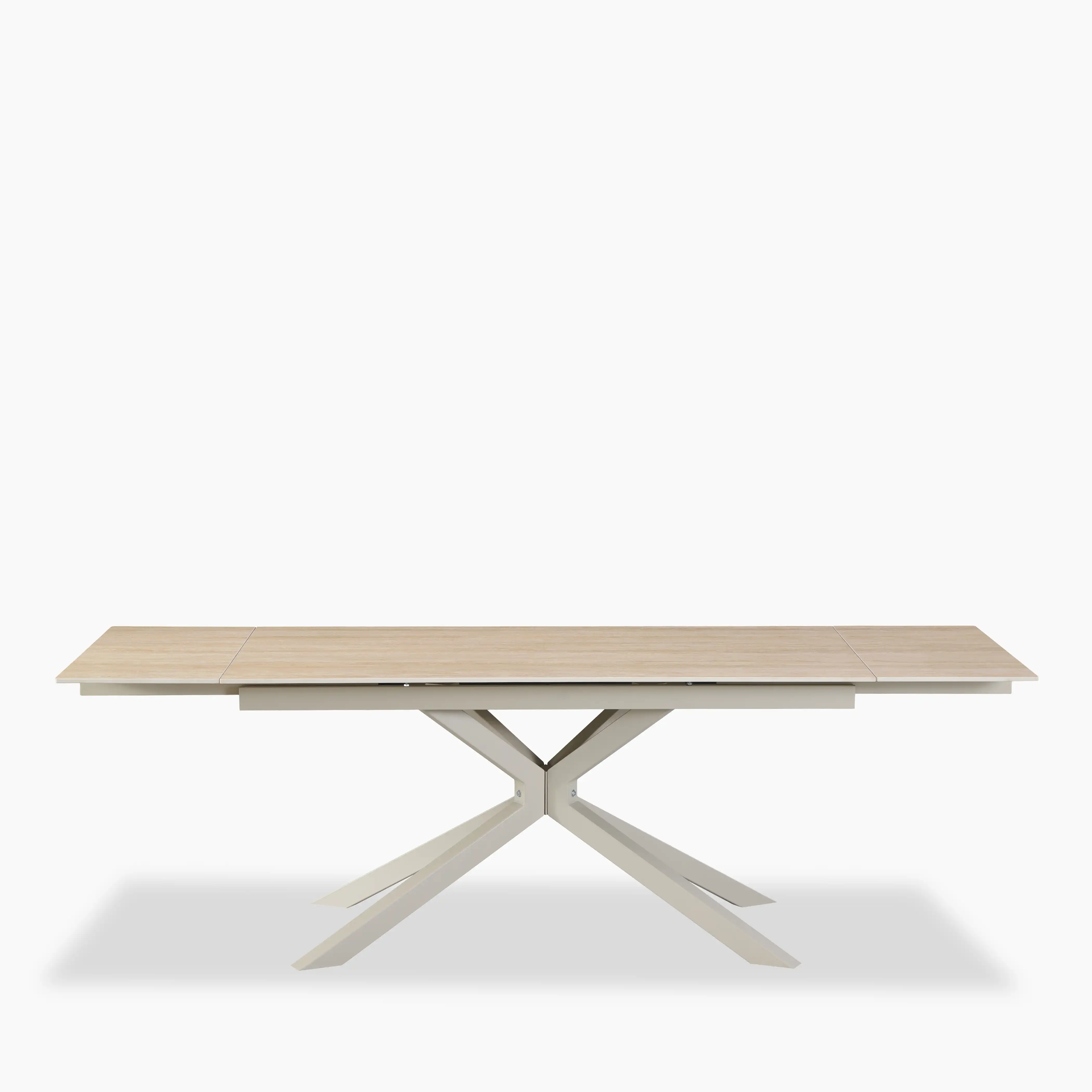 Lincoln 6-8 Seat Rectangle Extendable Dining Table | Natural Travertine Effect Sintered Stone & Taupe - Image 5
