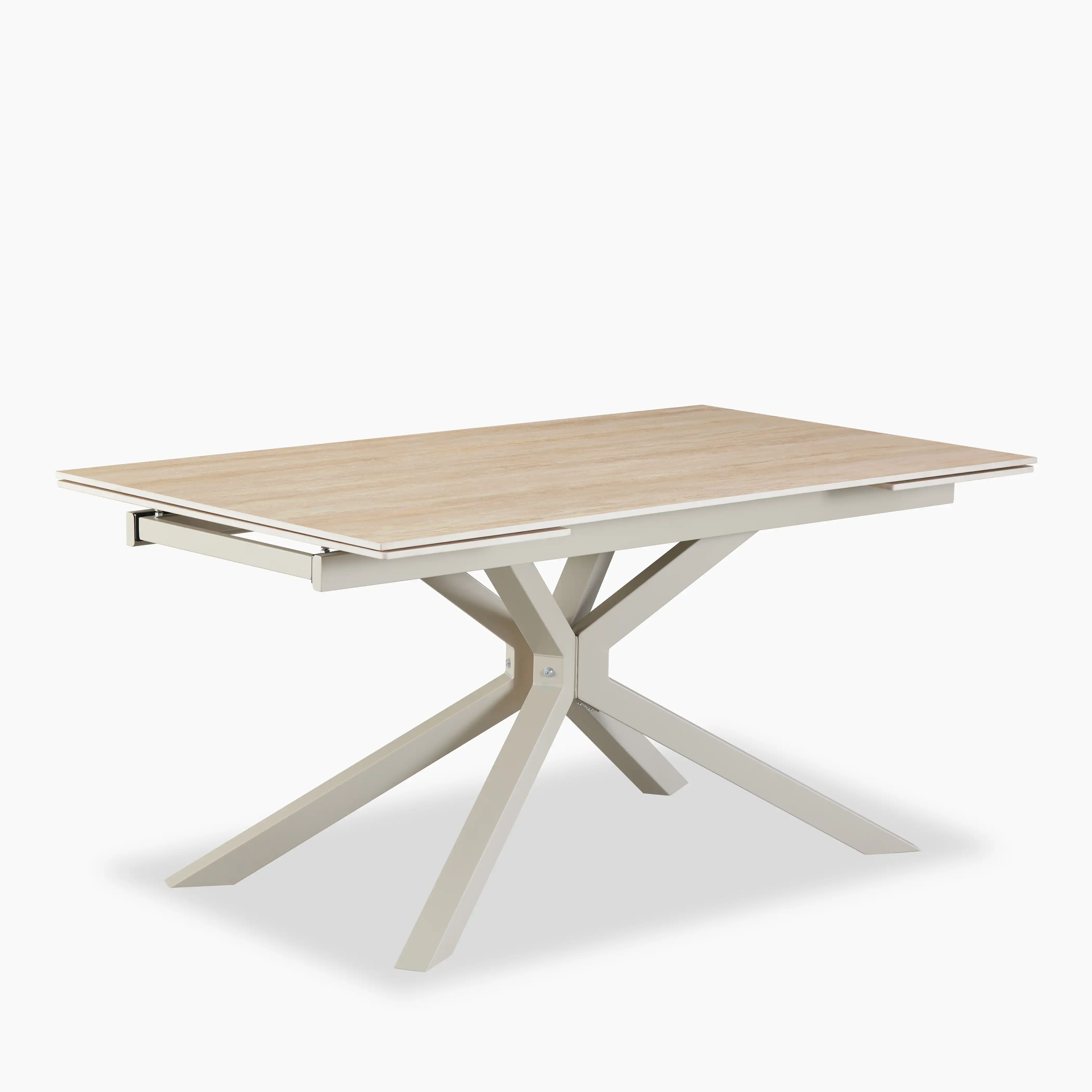 Lincoln 6-8 Seat Rectangle Extendable Dining Table | Natural Travertine Effect Sintered Stone & Taupe - Image 6