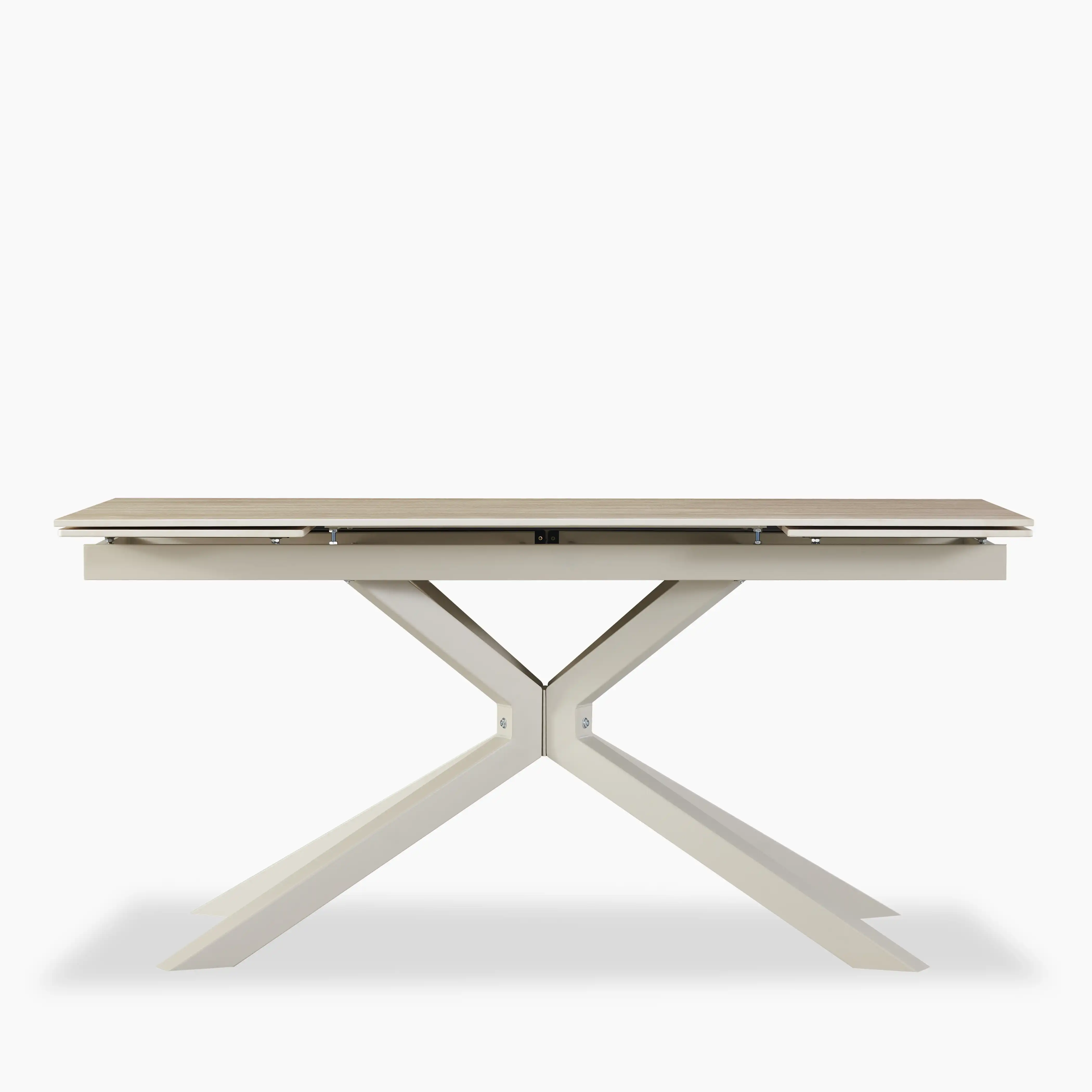 Lincoln 6-8 Seat Rectangle Extendable Dining Table | Natural Travertine Effect Sintered Stone & Taupe - Image 7