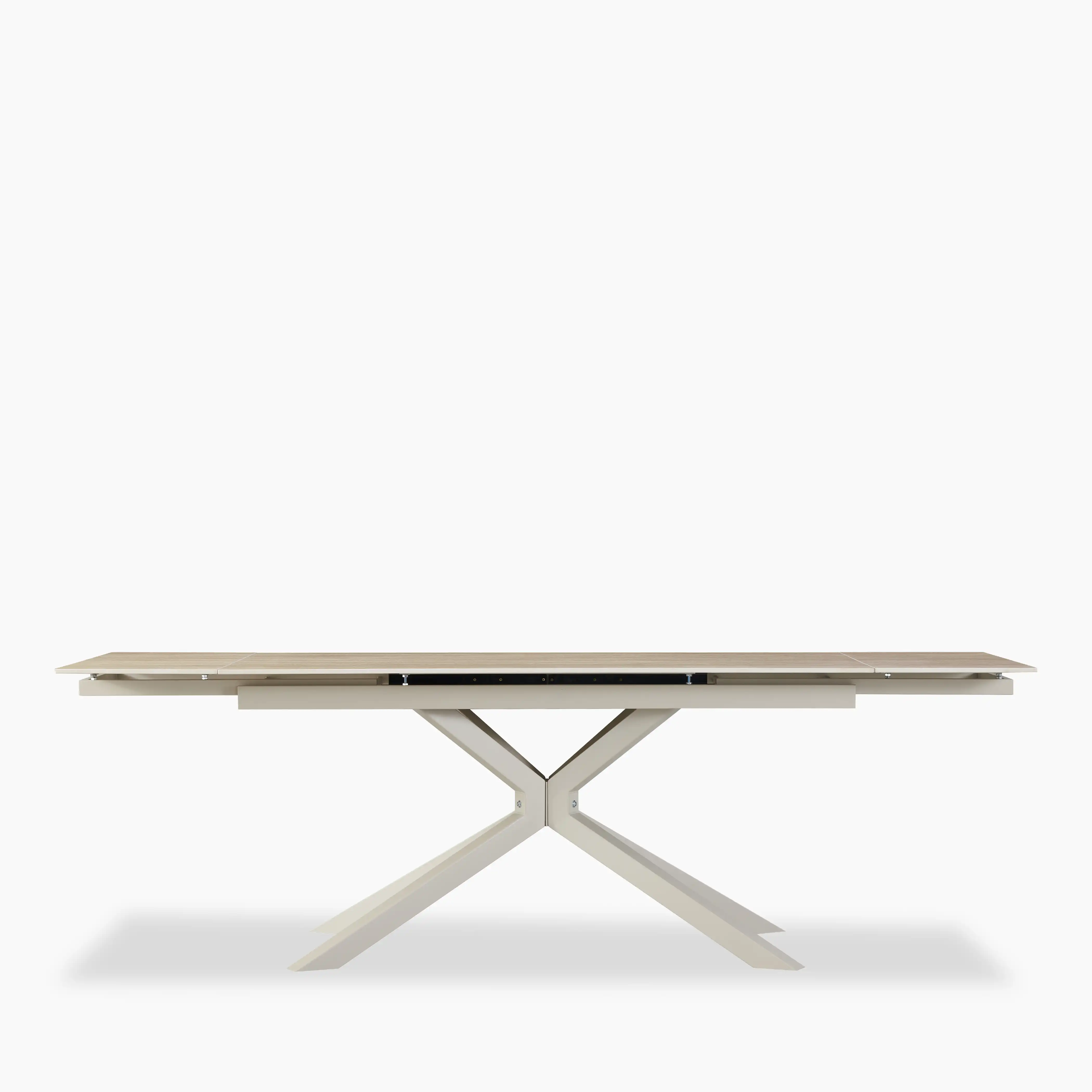 Lincoln 6-8 Seat Rectangle Extendable Dining Table | Natural Travertine Effect Sintered Stone & Taupe - Image 8