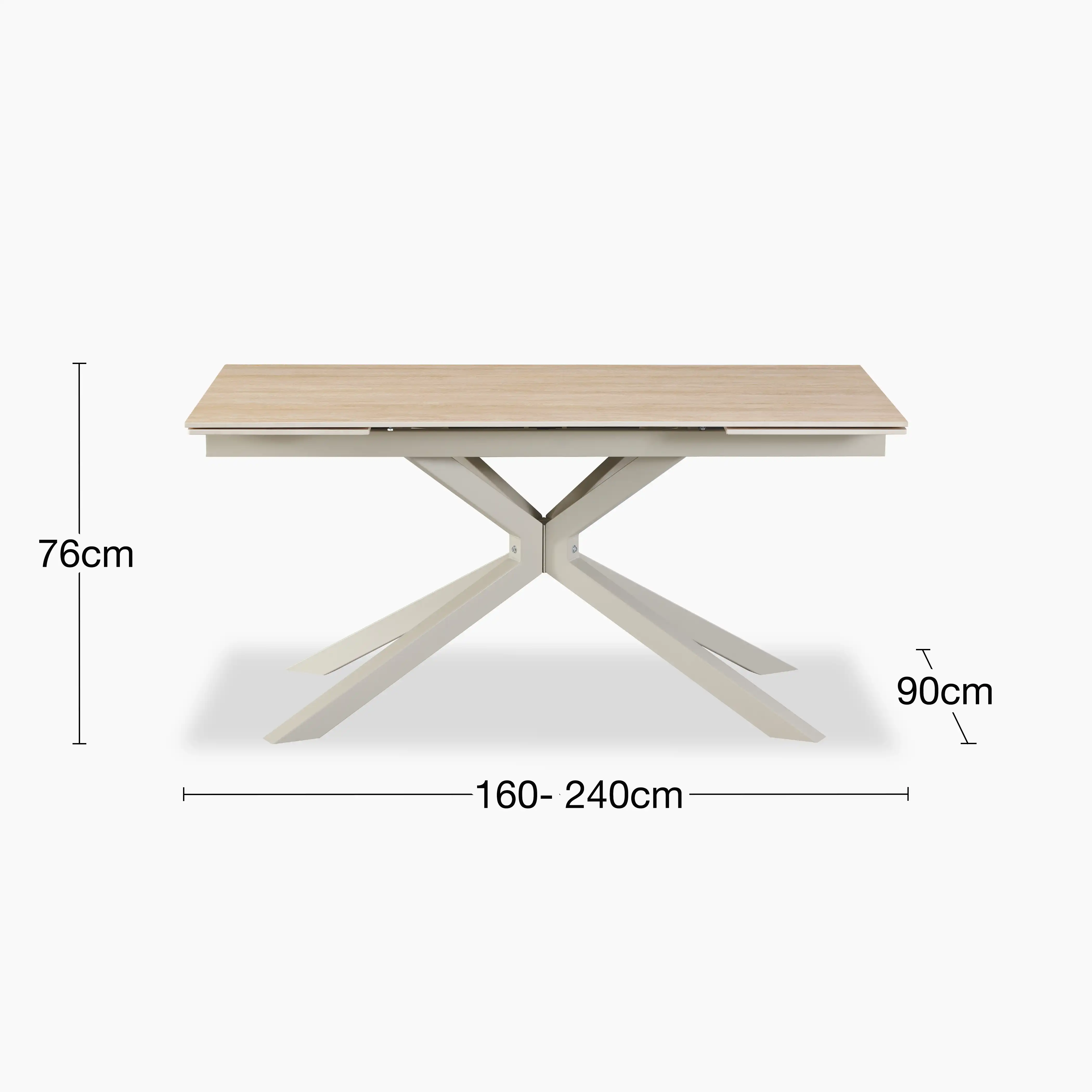 Lincoln 6-8 Seat Rectangle Extendable Dining Table | Natural Travertine Effect Sintered Stone & Taupe - Image 9