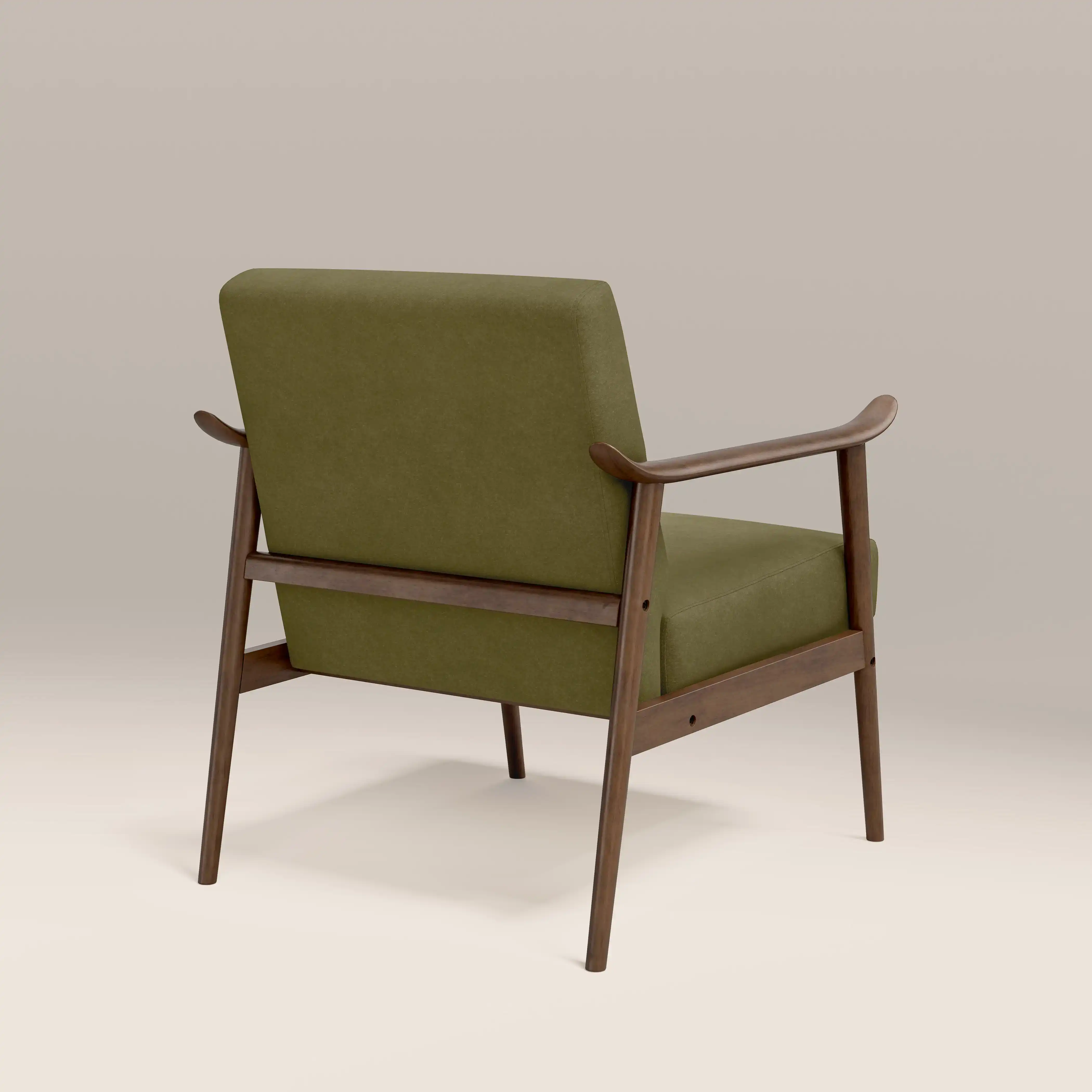 Lola Accent Chair | Moss Green Sustainable Mohair Velvet & Walnut - Image 6