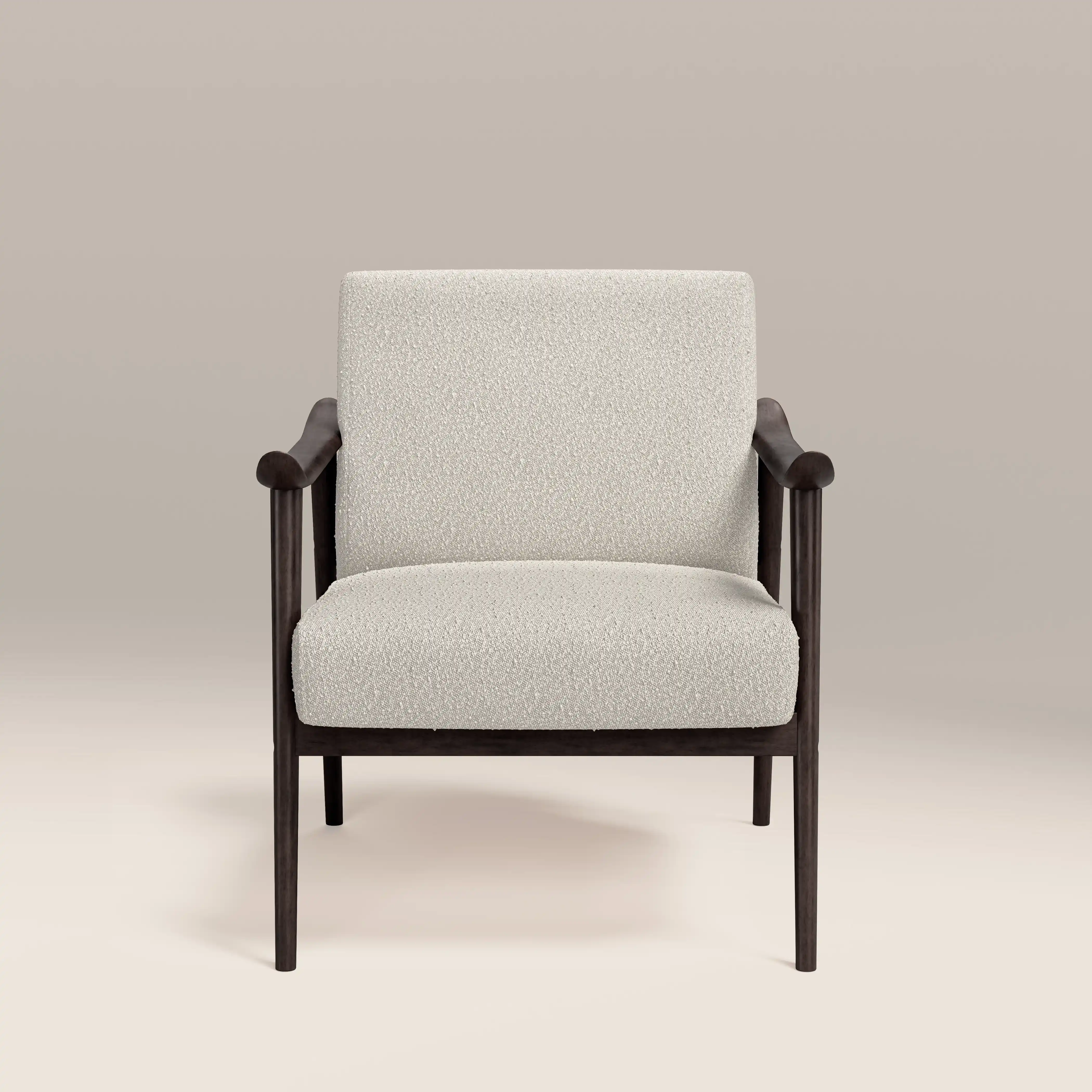 Lola Accent Chair | Speckled Stone Sustainable Boucle & Dark Walnut - Image 4
