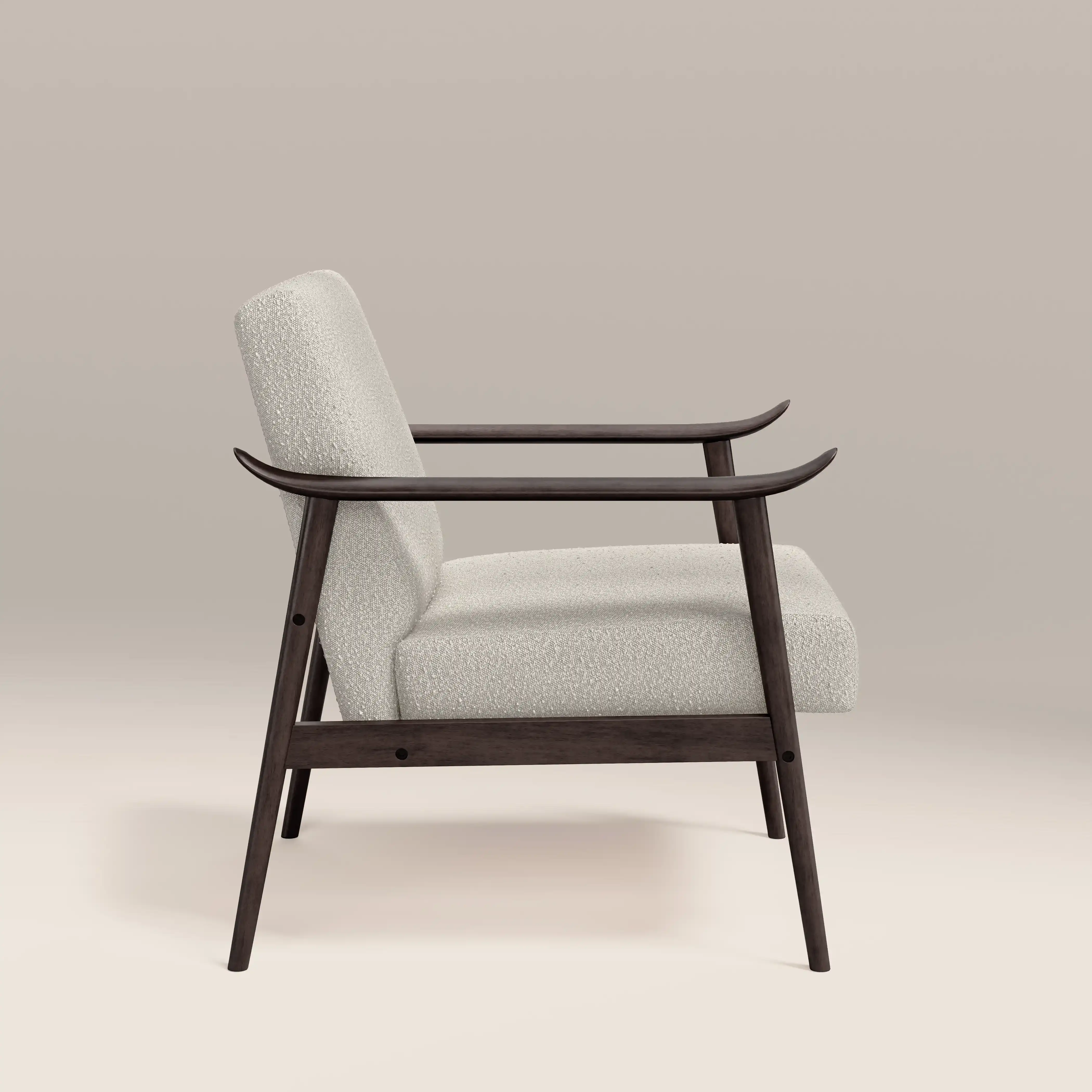 Lola Accent Chair | Speckled Stone Sustainable Boucle & Dark Walnut - Image 5
