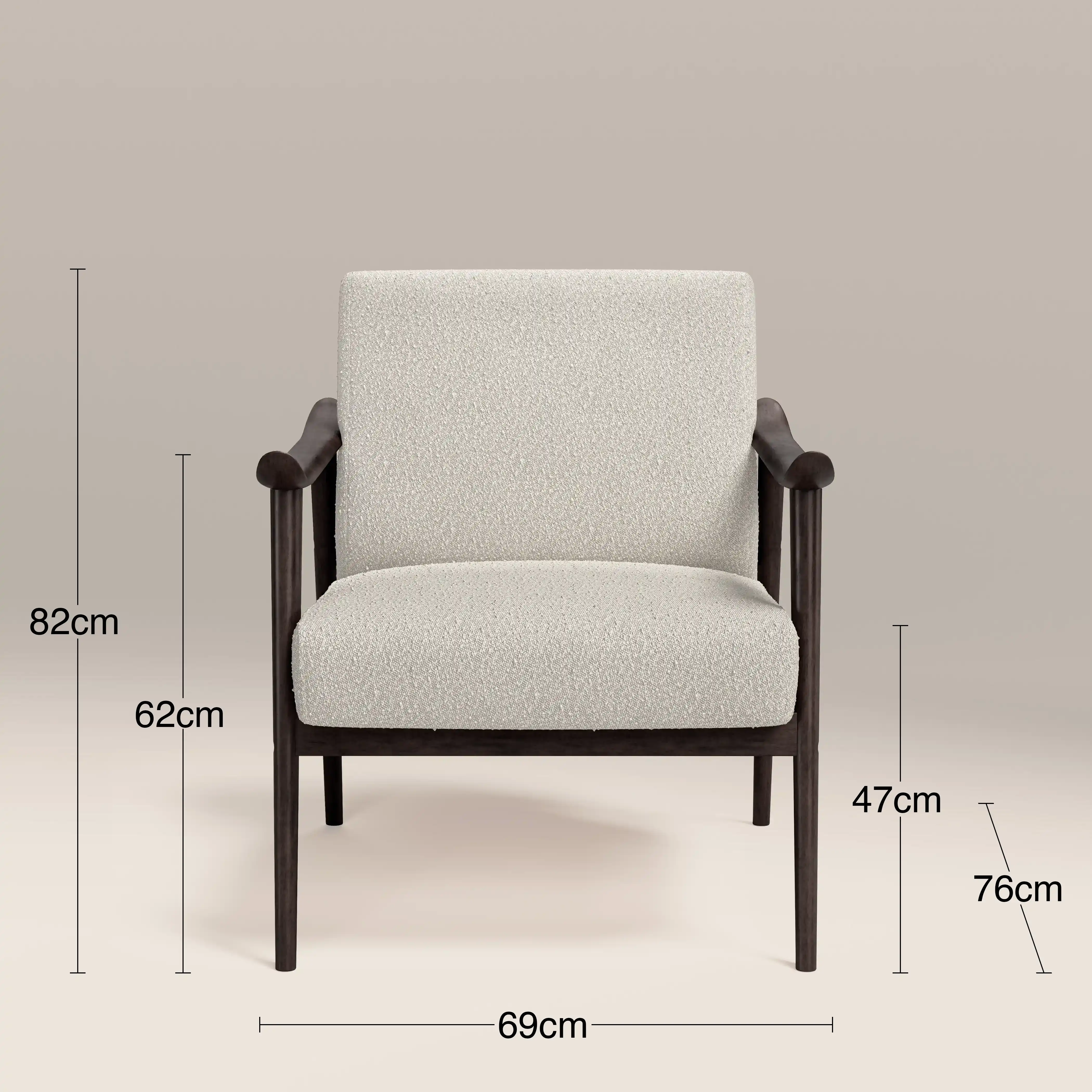 Lola Accent Chair | Speckled Stone Sustainable Boucle & Dark Walnut - Image 8
