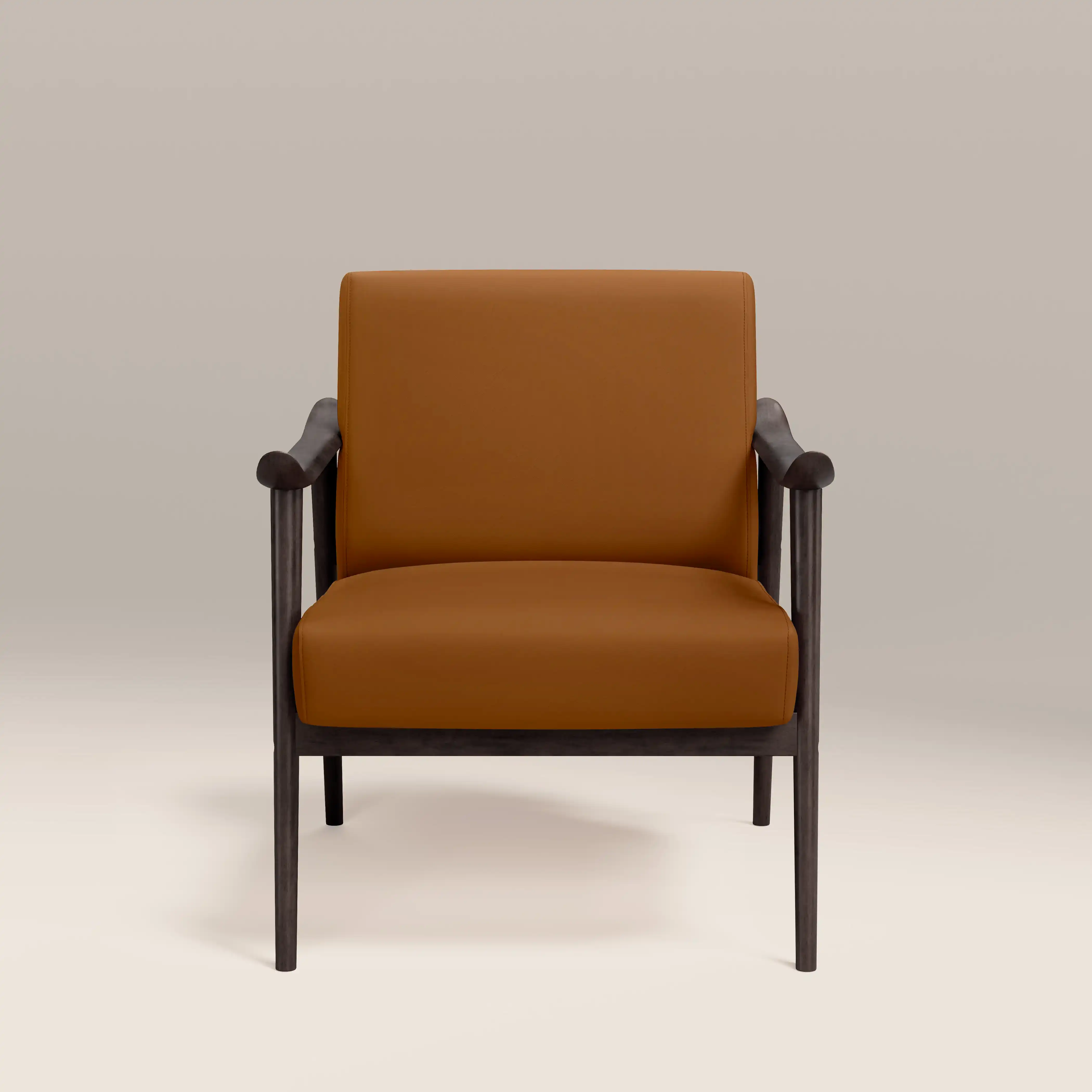 Lola Accent Chair | Tuscan Tan Faux Leather & Dark Walnut - Image 4