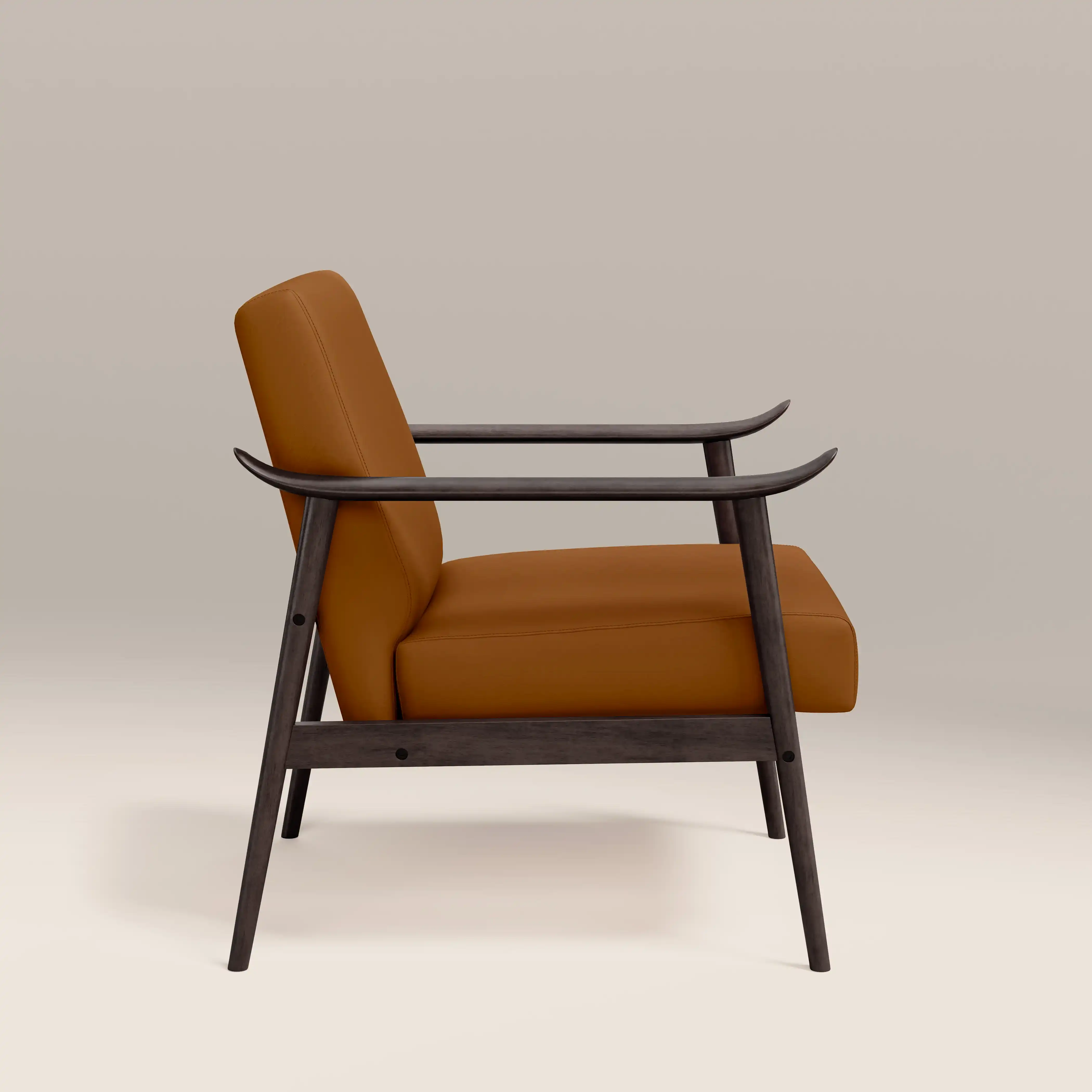 Lola Accent Chair | Tuscan Tan Faux Leather & Dark Walnut - Image 5
