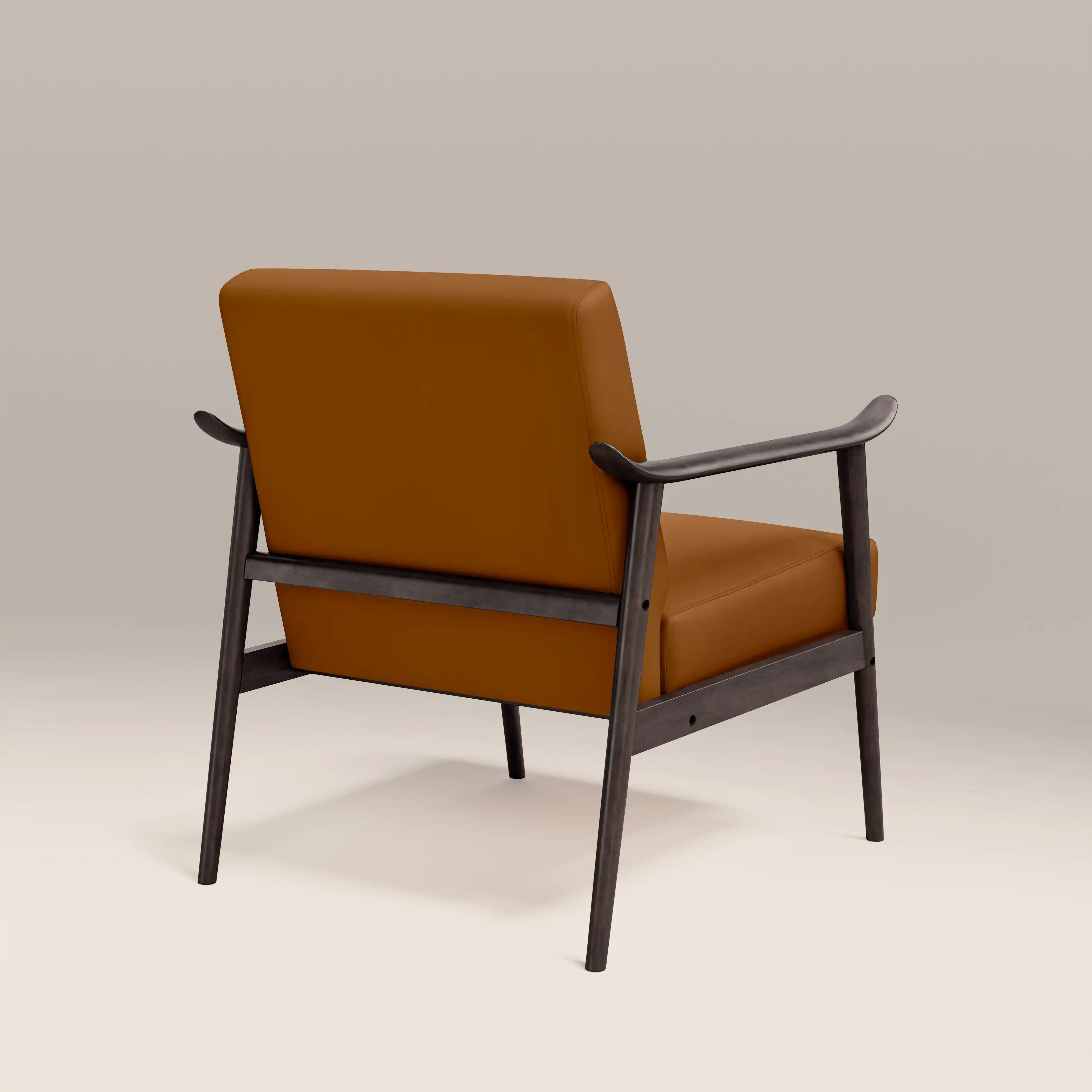 Lola Accent Chair | Tuscan Tan Faux Leather & Dark Walnut - Image 6