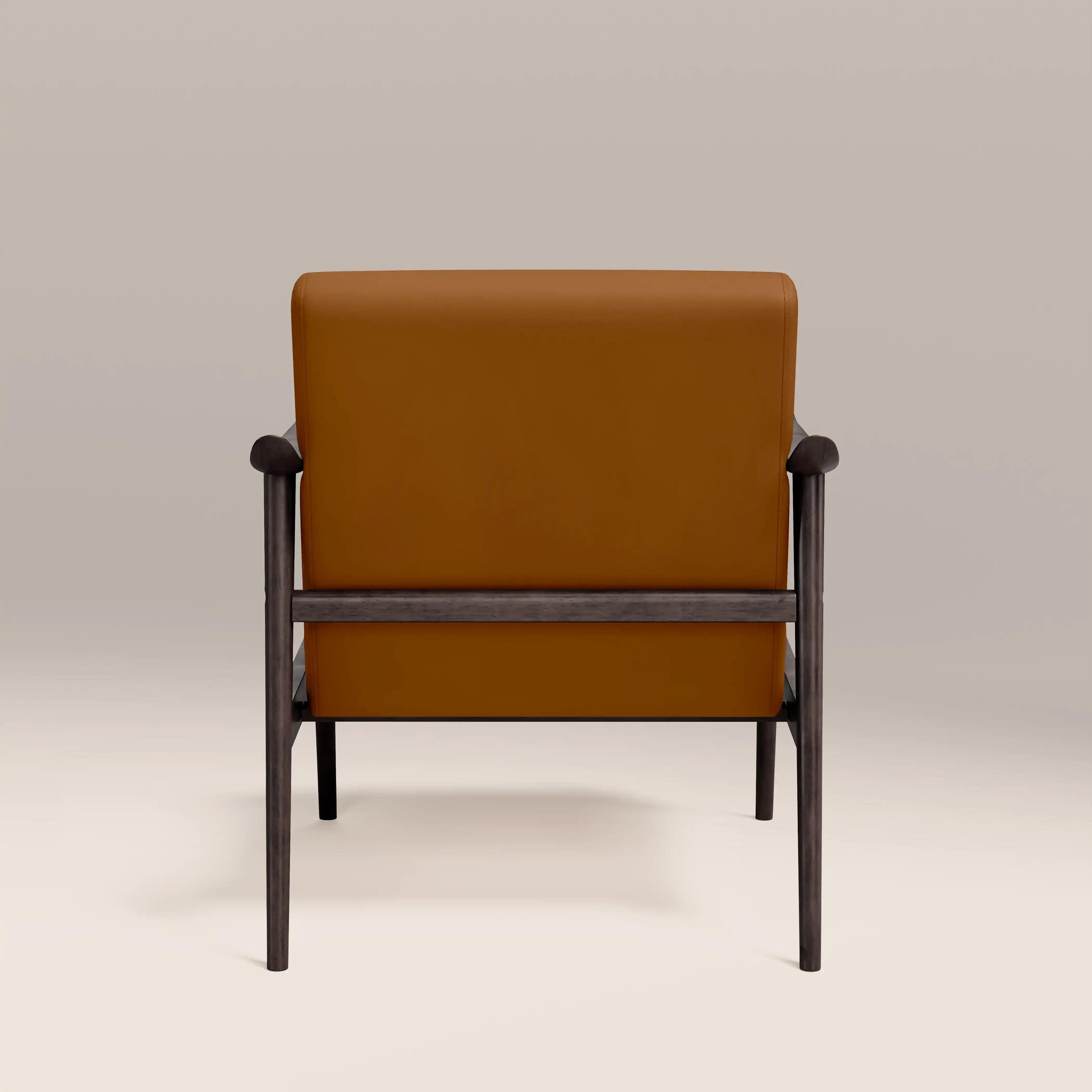 Lola Accent Chair | Tuscan Tan Faux Leather & Dark Walnut - Image 7