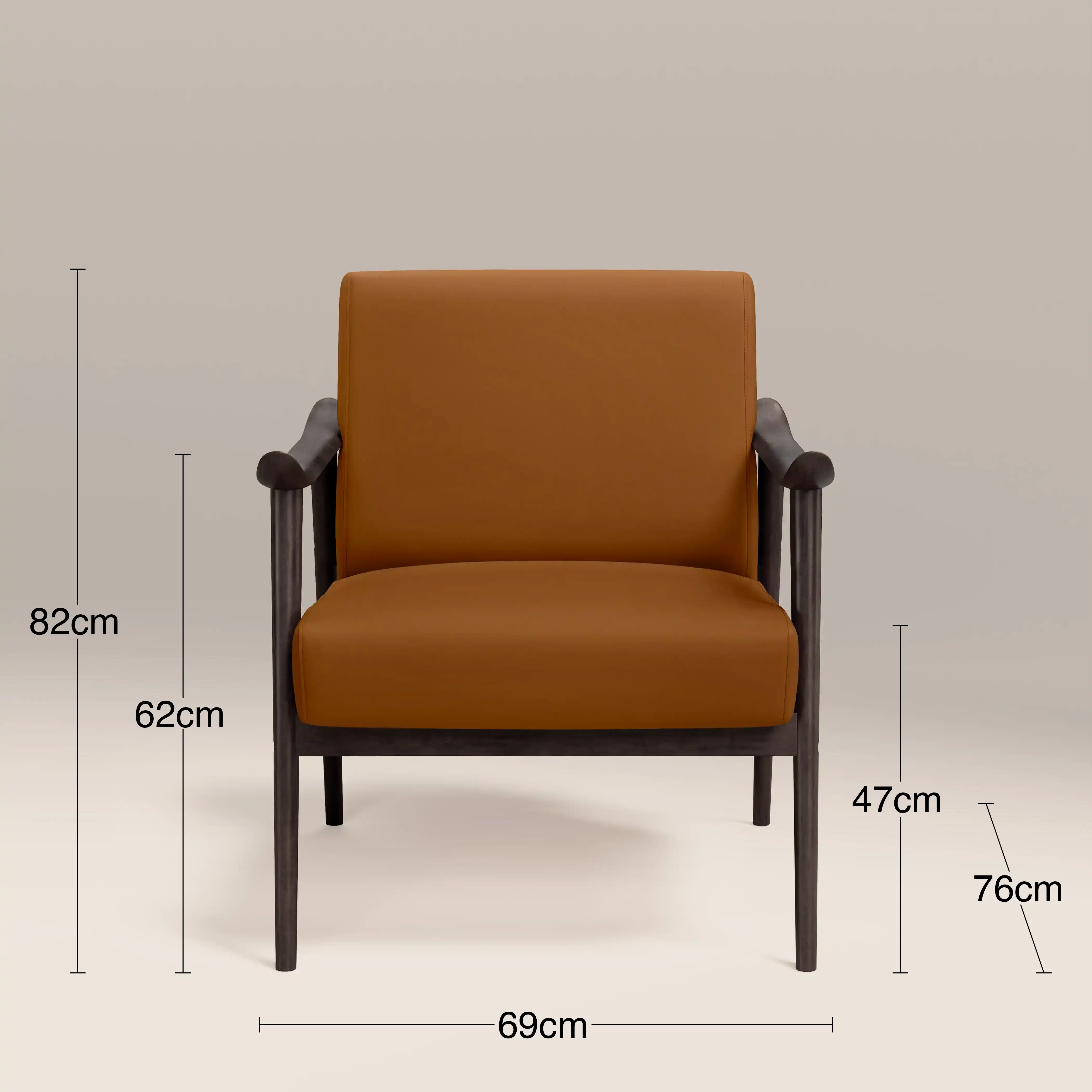 Lola Accent Chair | Tuscan Tan Faux Leather & Dark Walnut - Image 8