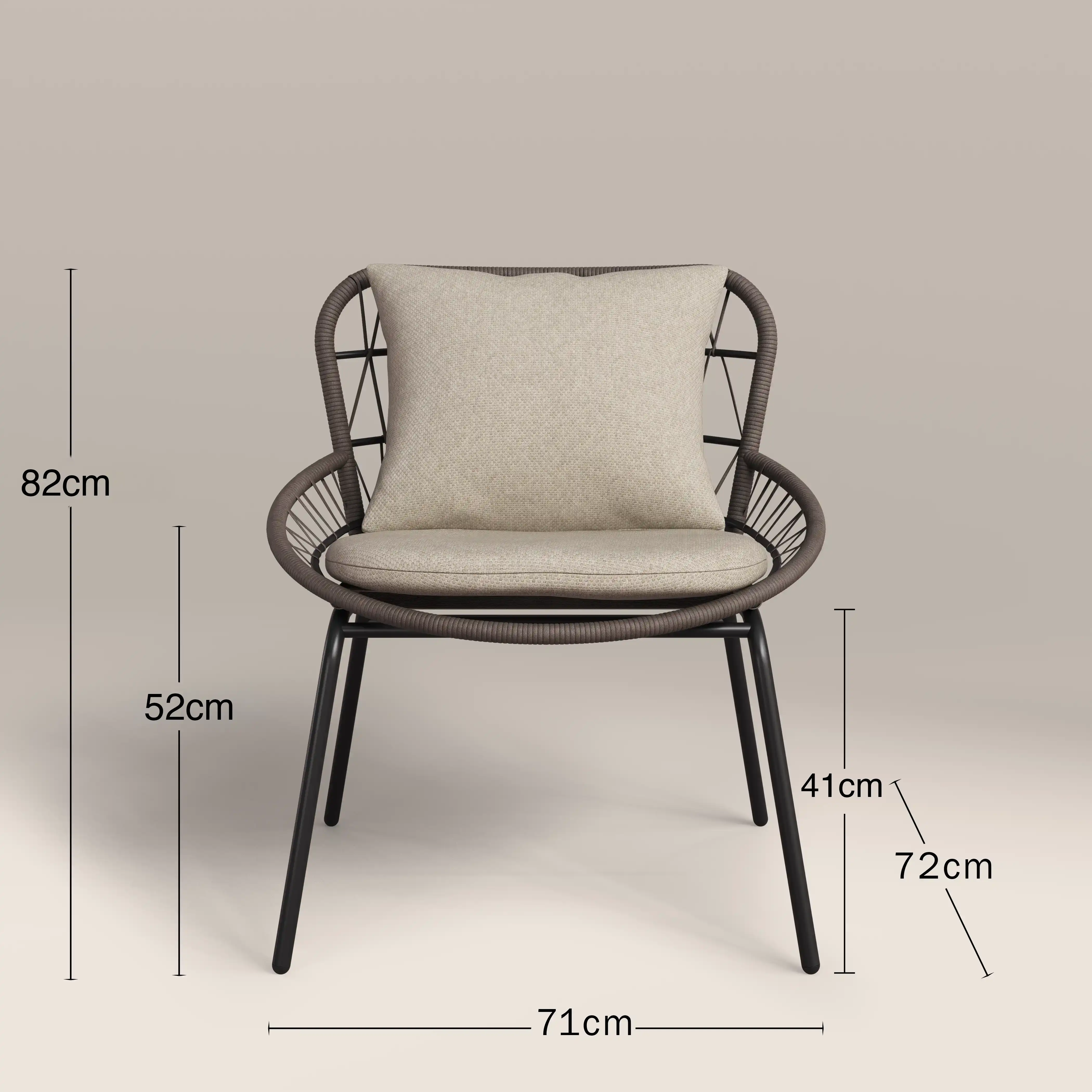 Loren Garden Bistro Lounge  Set |  Natural & Charcoal Rattan - Image 7