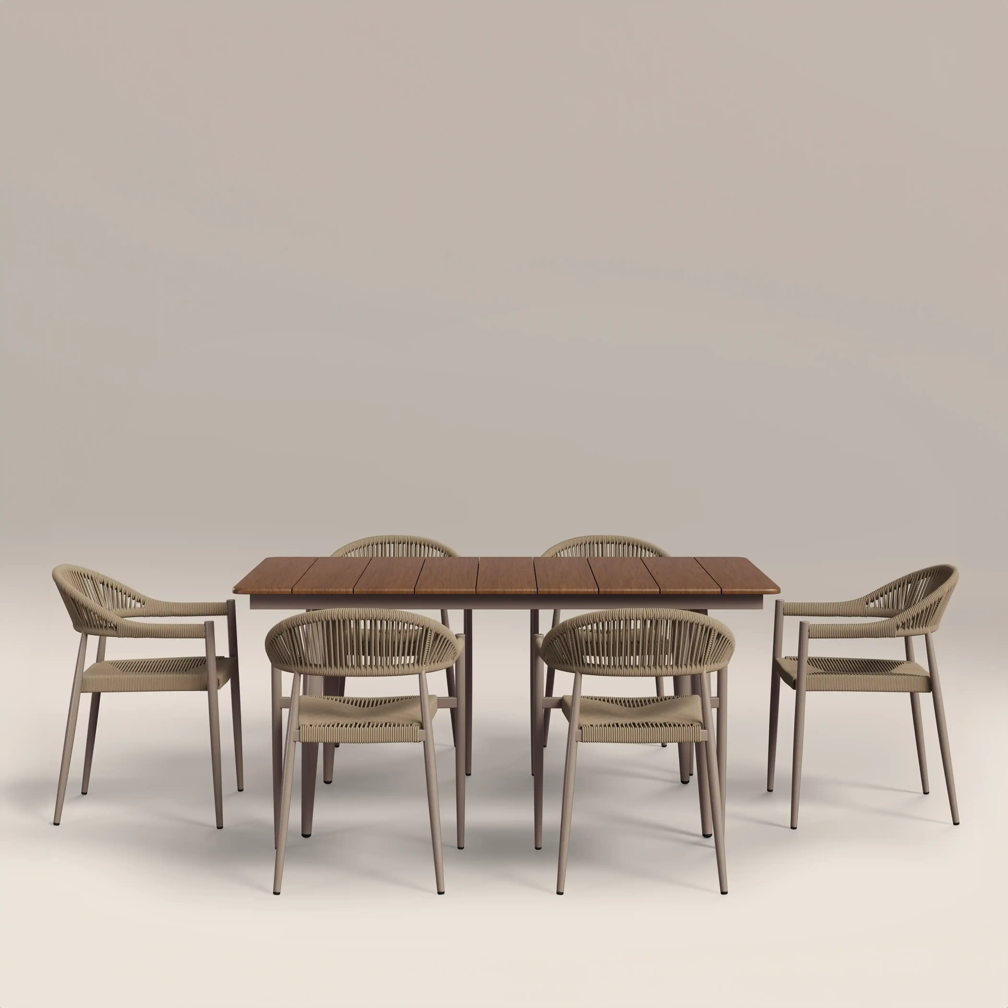 Lorenzo 6 Seat Garden Dining Set | Walnut & Natural - Image 2