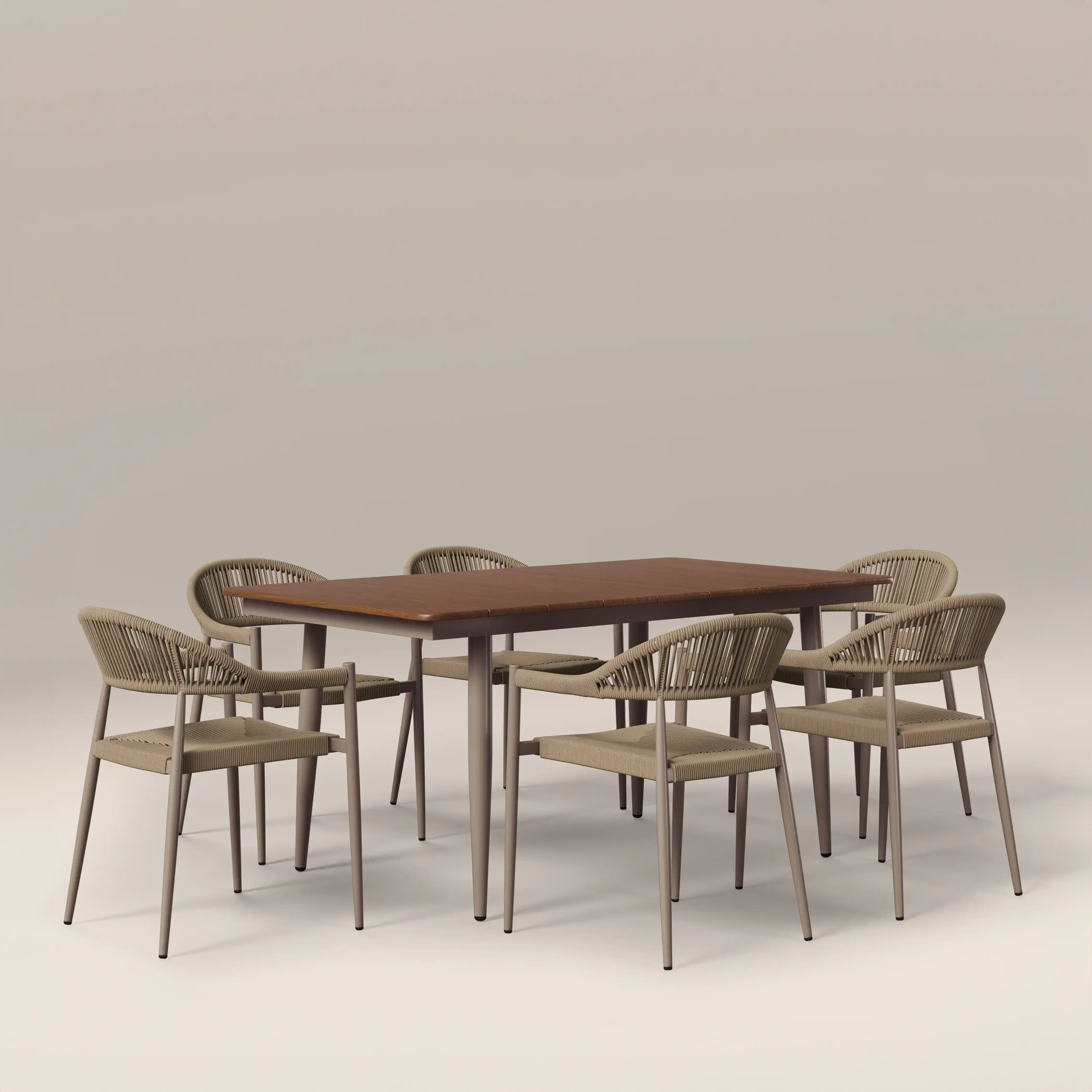 Lorenzo 6 Seat Garden Dining Set | Walnut & Natural - Image 3