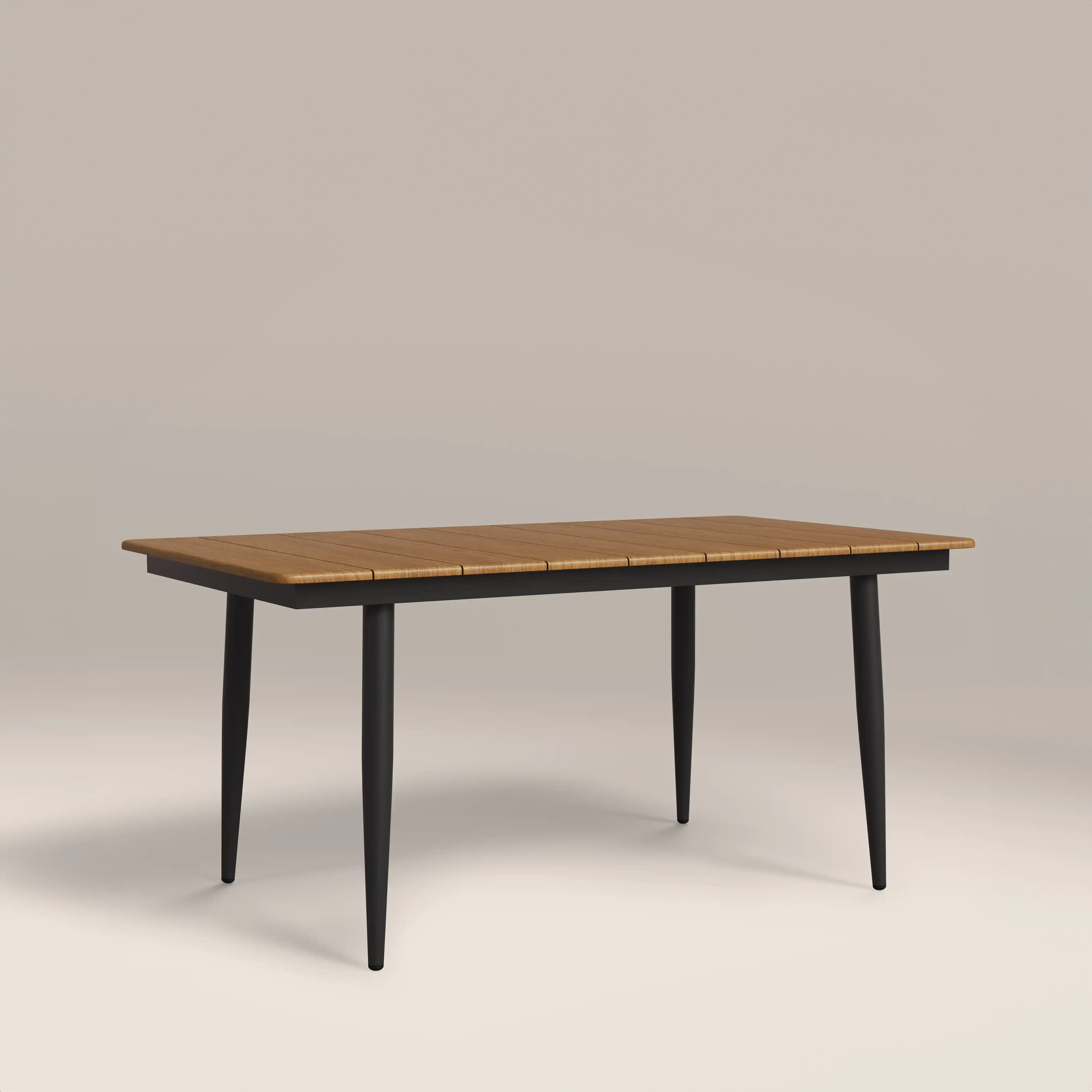 Lorenzo 6 Seat Rectangle Garden Dining Table | Oak & Black - Image 4