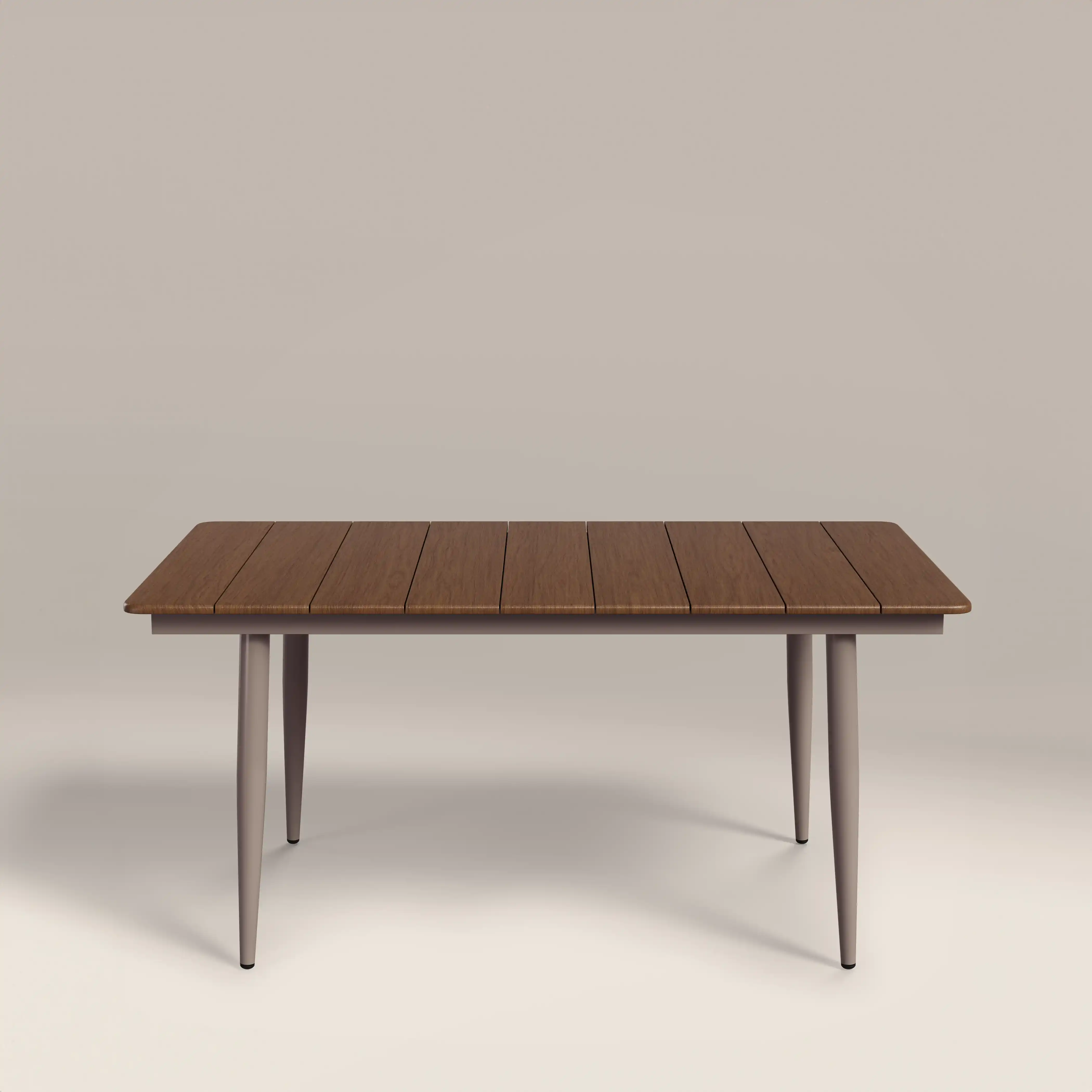 Lorenzo 6 Seat Rectangle Garden Dining Table | Walnut & Taupe - Image 4