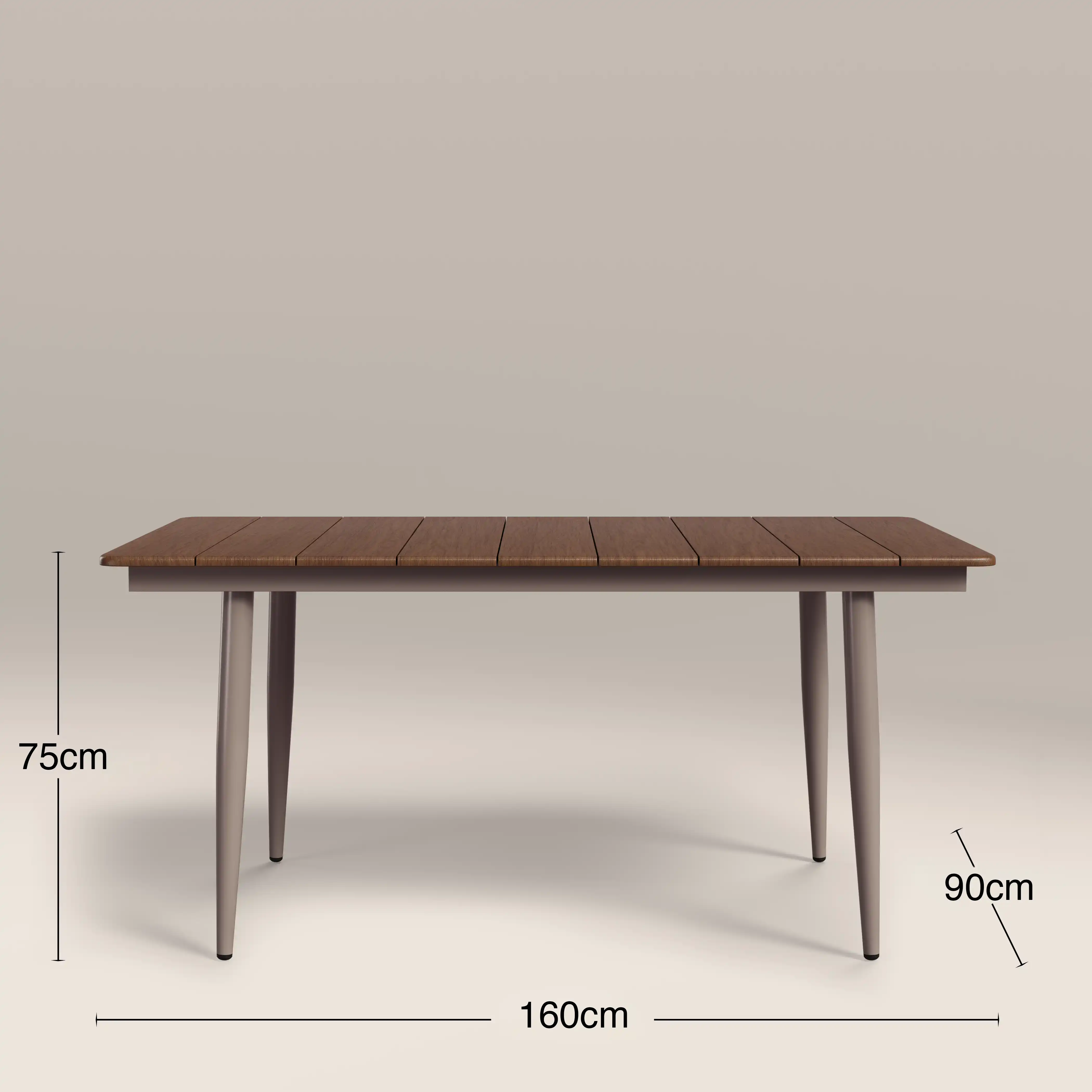 Lorenzo 6 Seat Rectangle Garden Dining Table | Walnut & Taupe - Image 6
