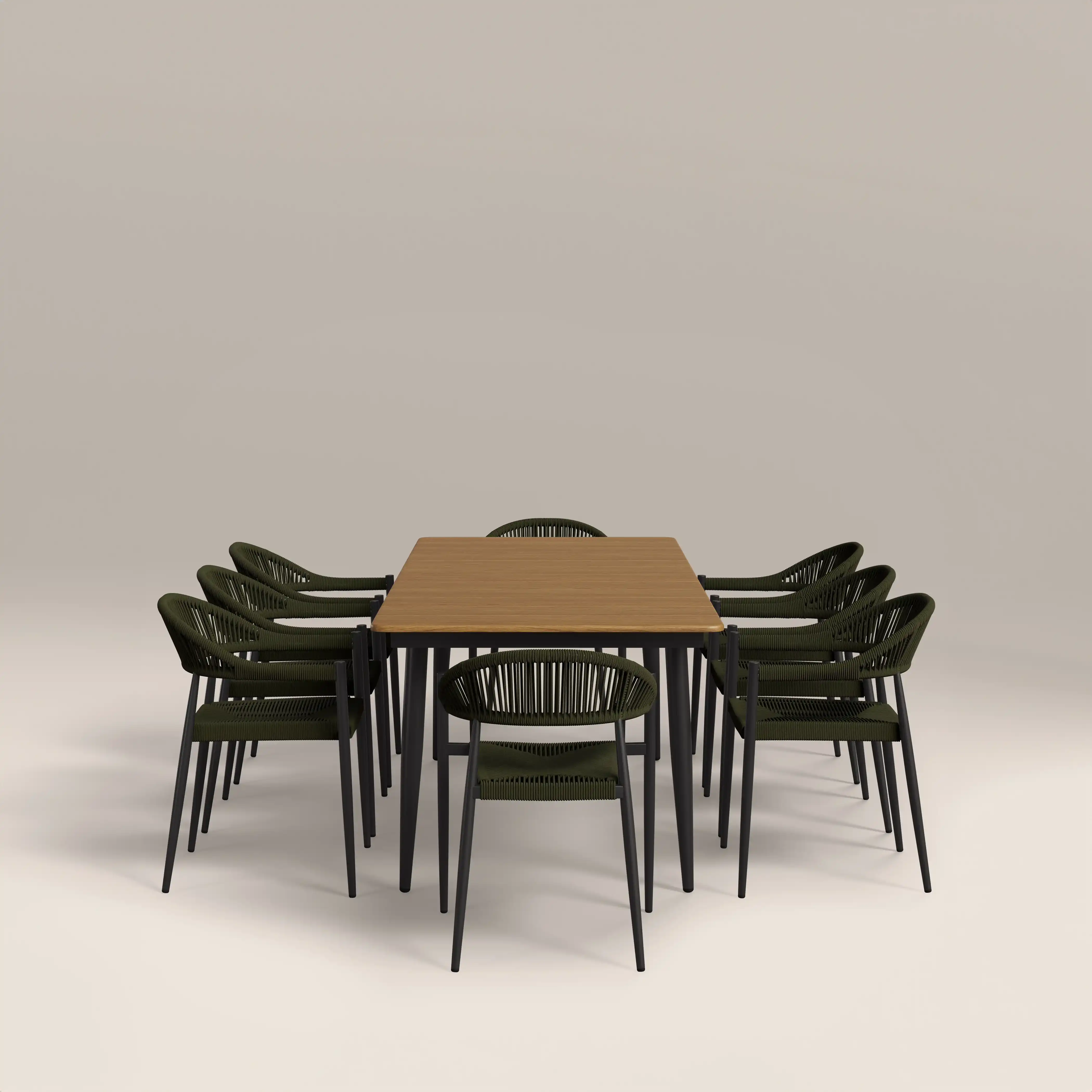 Lorenzo 8 Seat Garden Dining Set |  Oak & Olive Green - Image 4