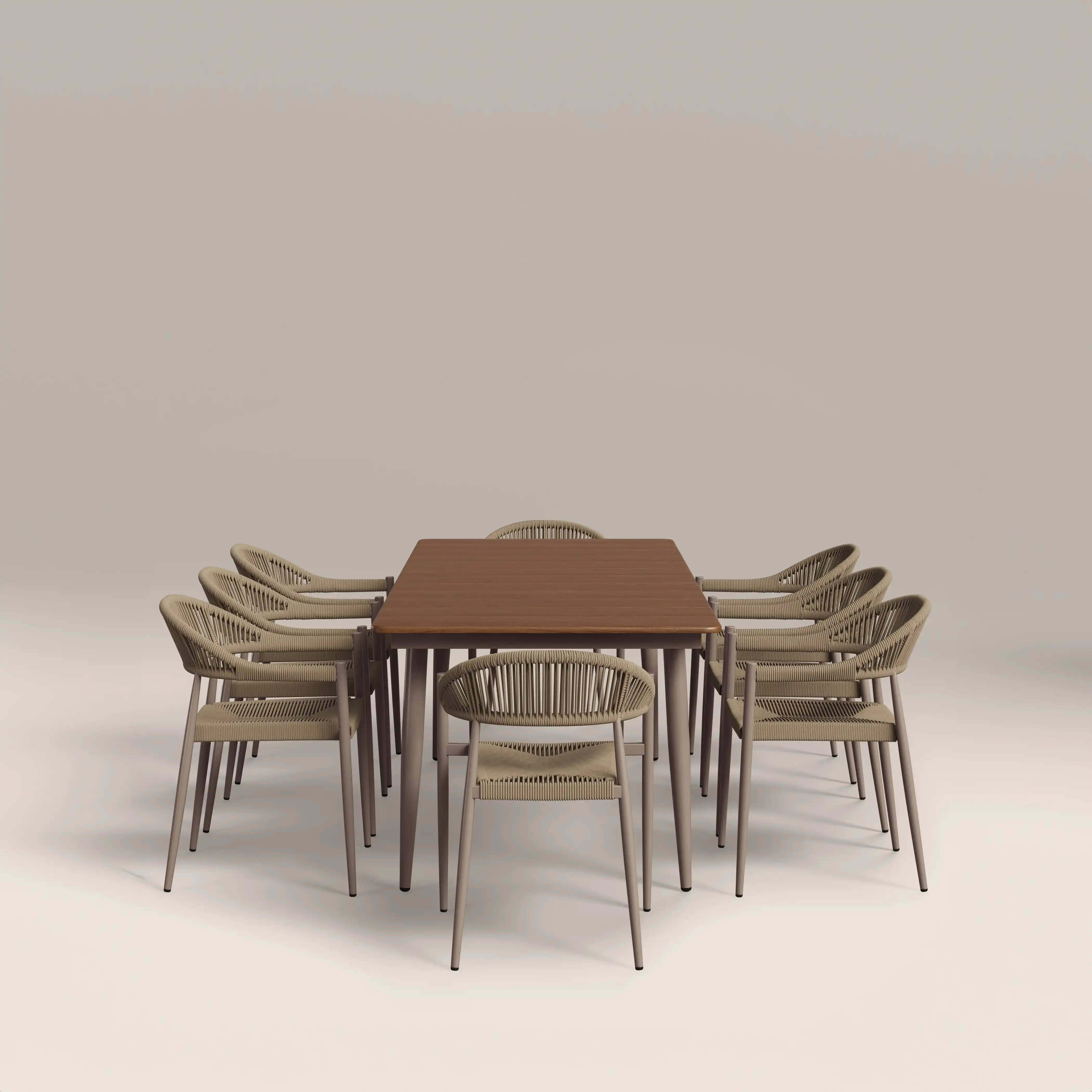 Lorenzo 8 Seat Garden Dining Set | Walnut & Natural - Image 4