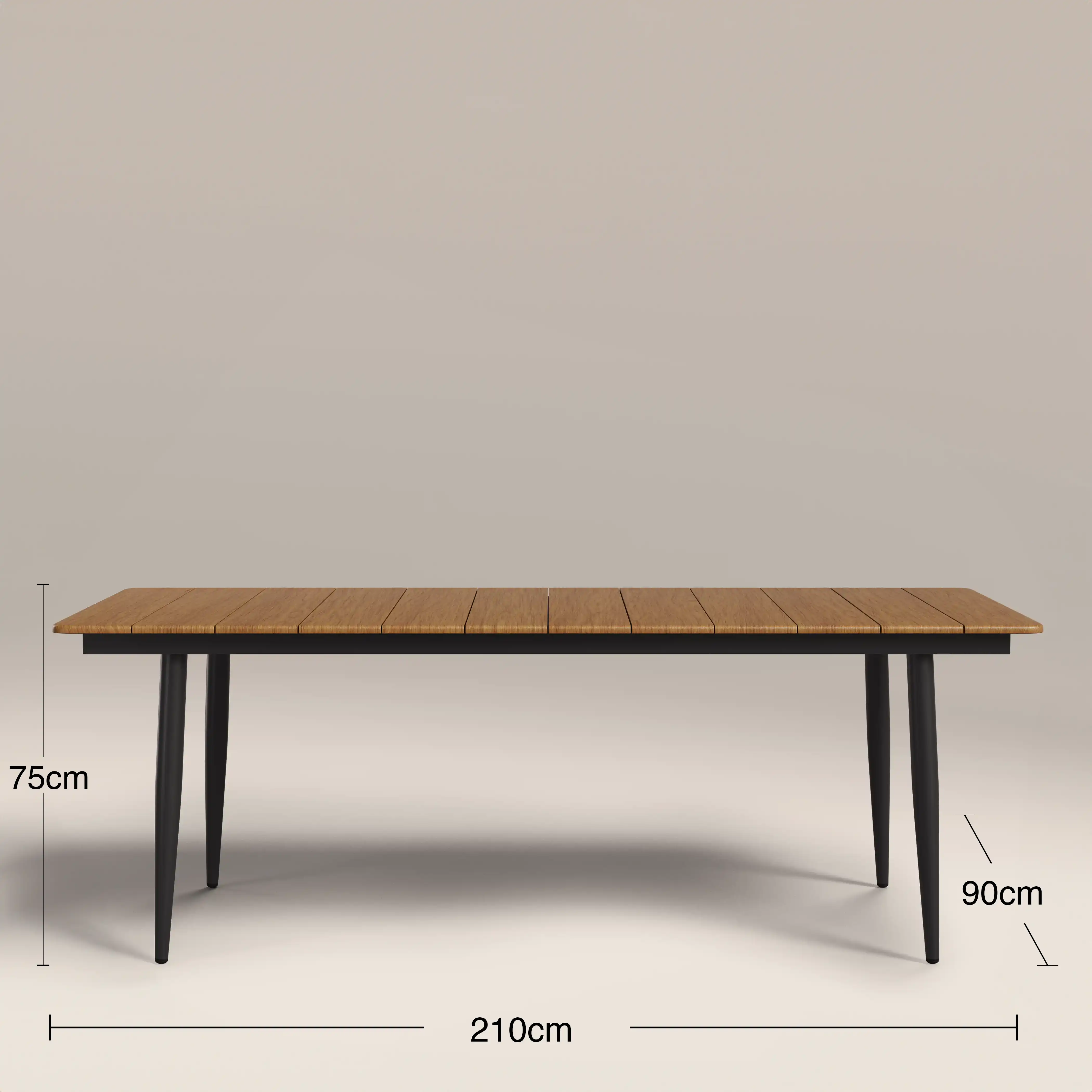 Lorenzo 8 Seat Rectangle Garden Dining Table | Oak & Black - Image 6