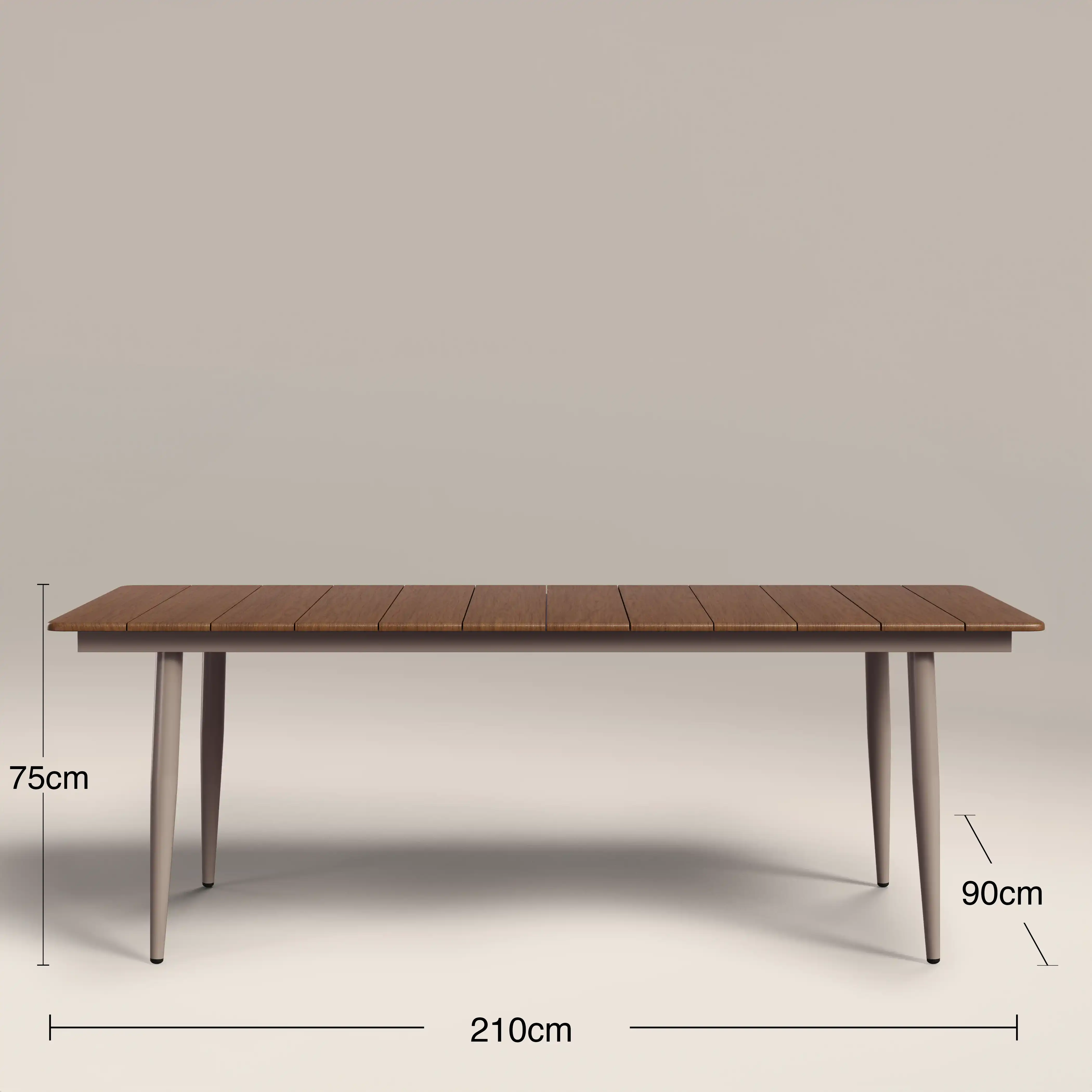 Lorenzo 8 Seat Rectangle Garden Dining Table | Walnut & Taupe - Image 5
