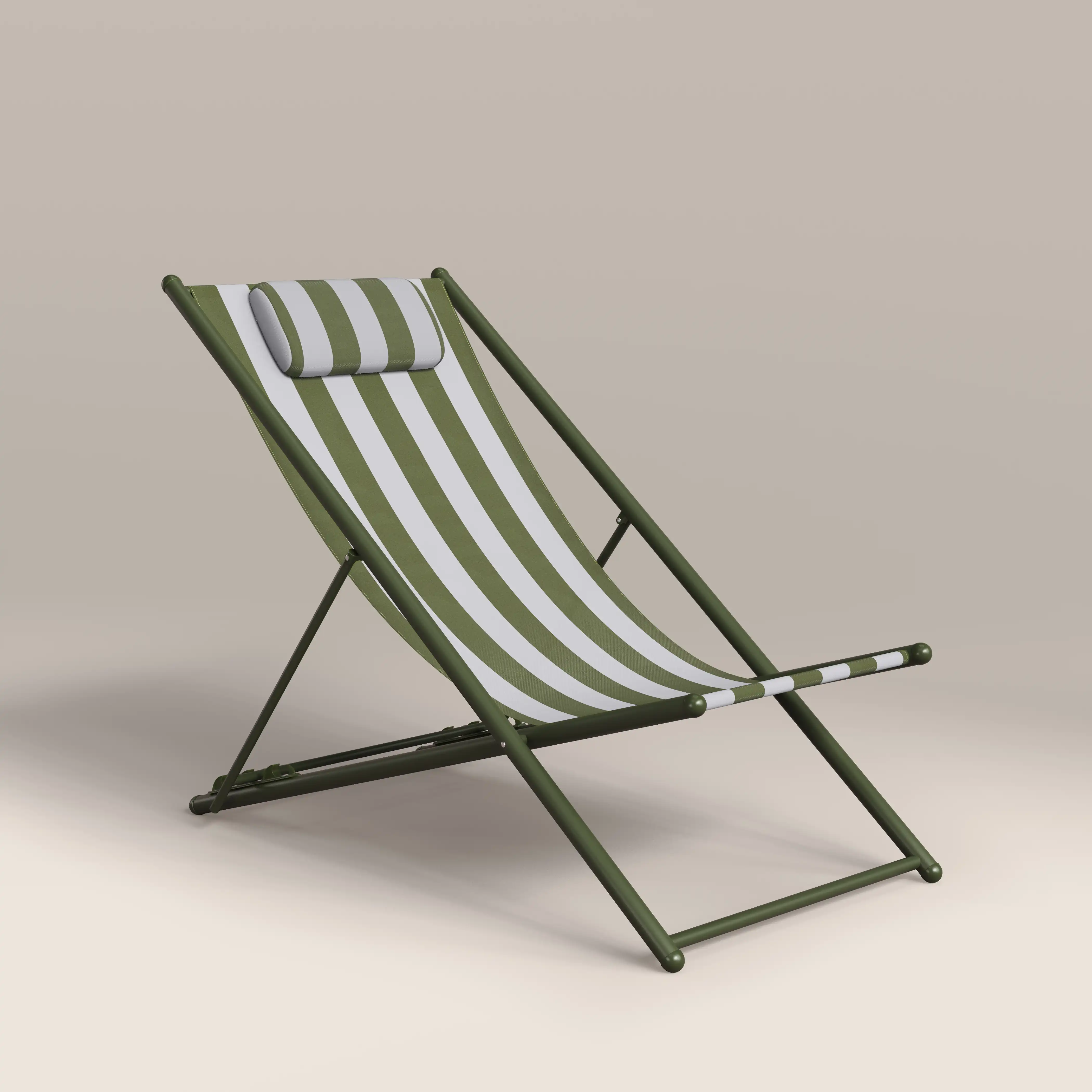 Lua Folding Deck Chair | Moss Green Stripe - Image 2