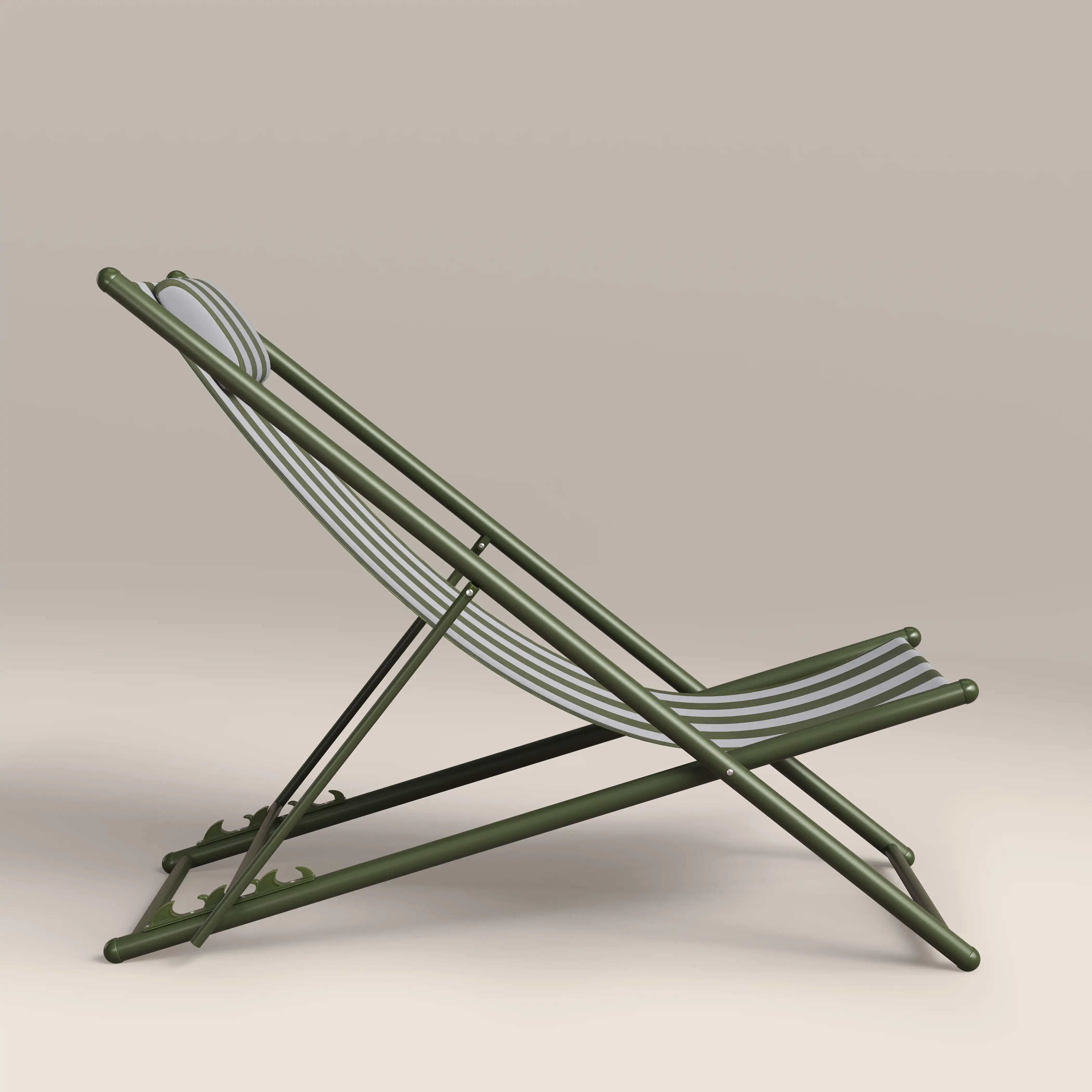 Lua Folding Deck Chair | Moss Green Stripe - Image 5