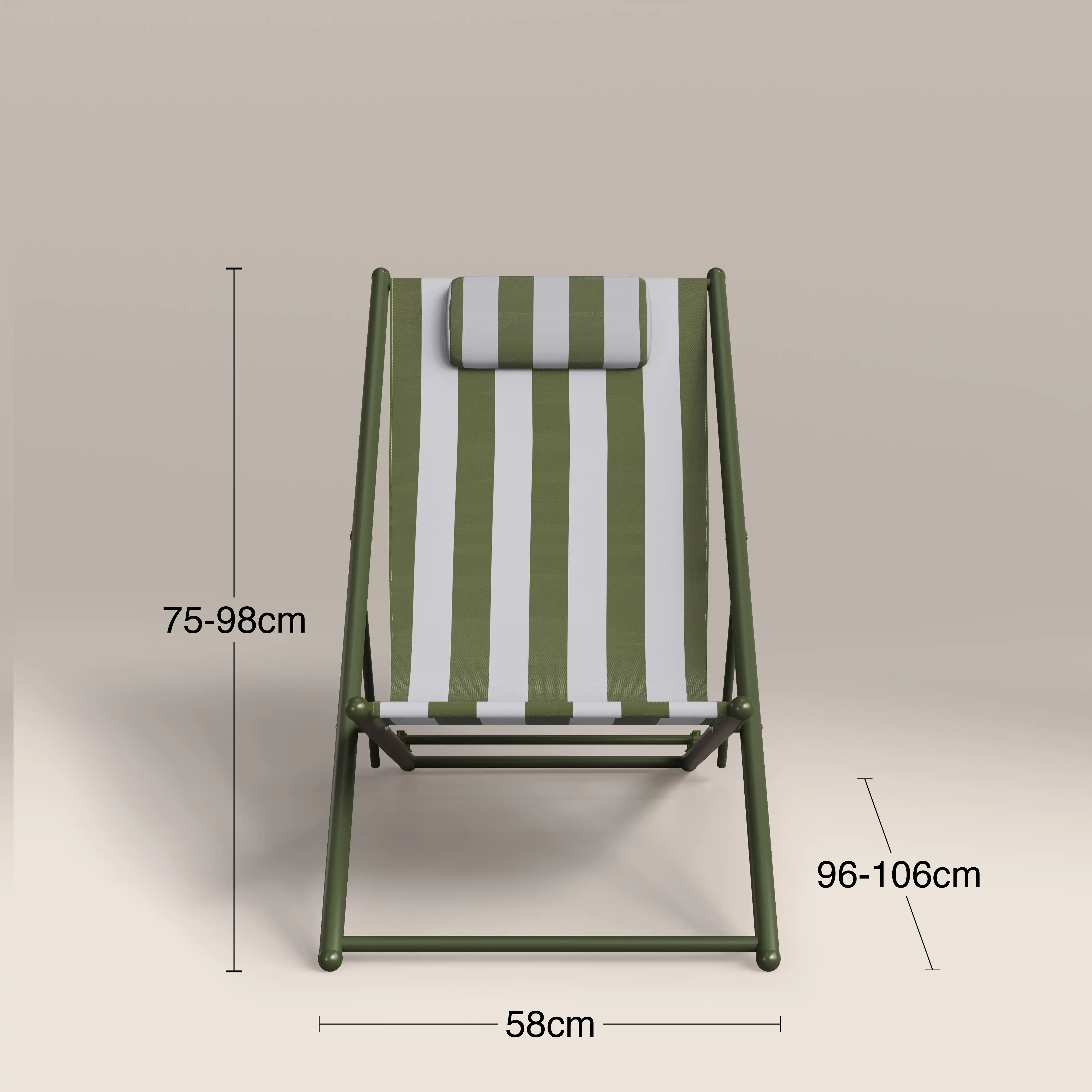 Lua Folding Deck Chair | Moss Green Stripe - Image 8