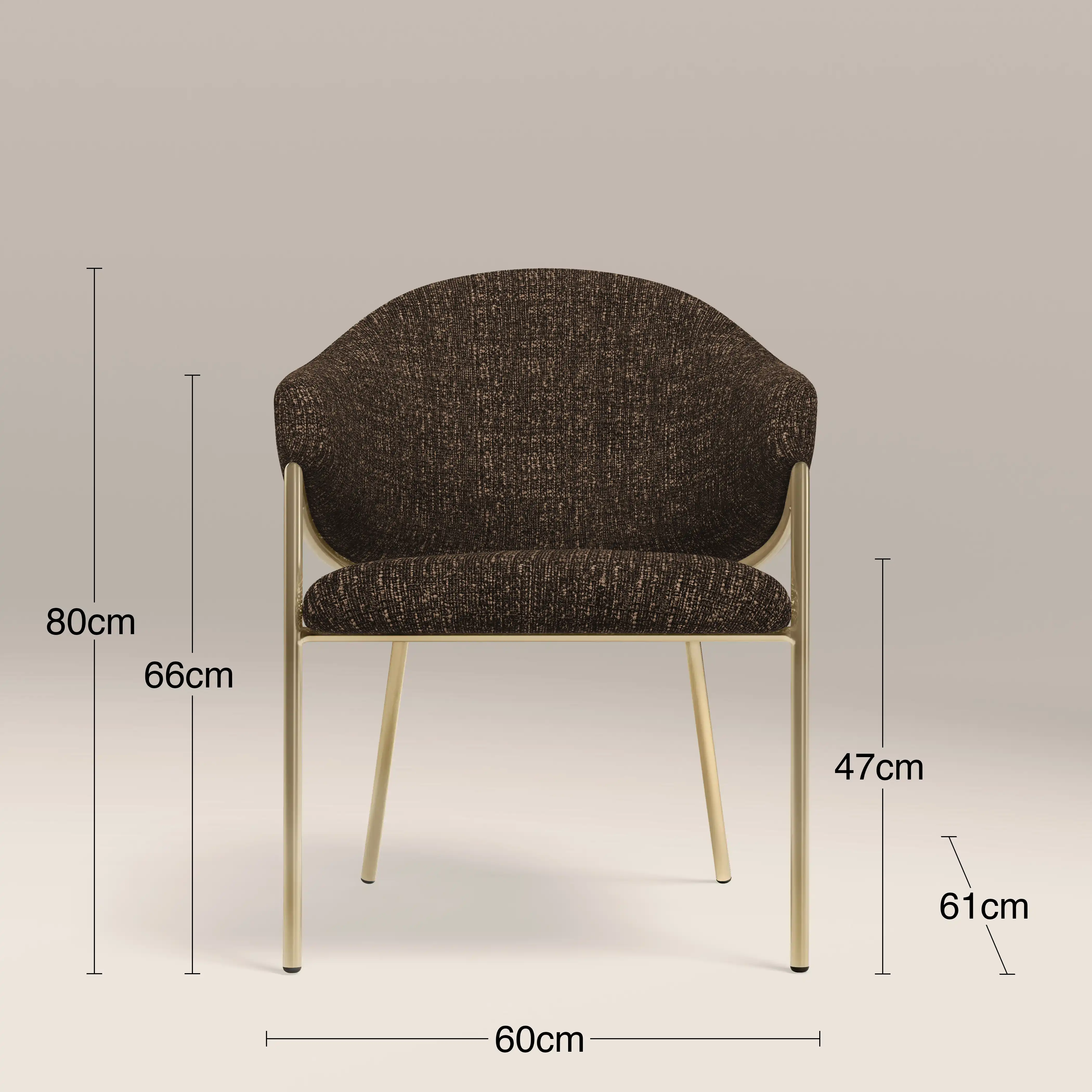 Luca Carver Dining Chair | Speckled Espresso Boucle & Brass - Image 7