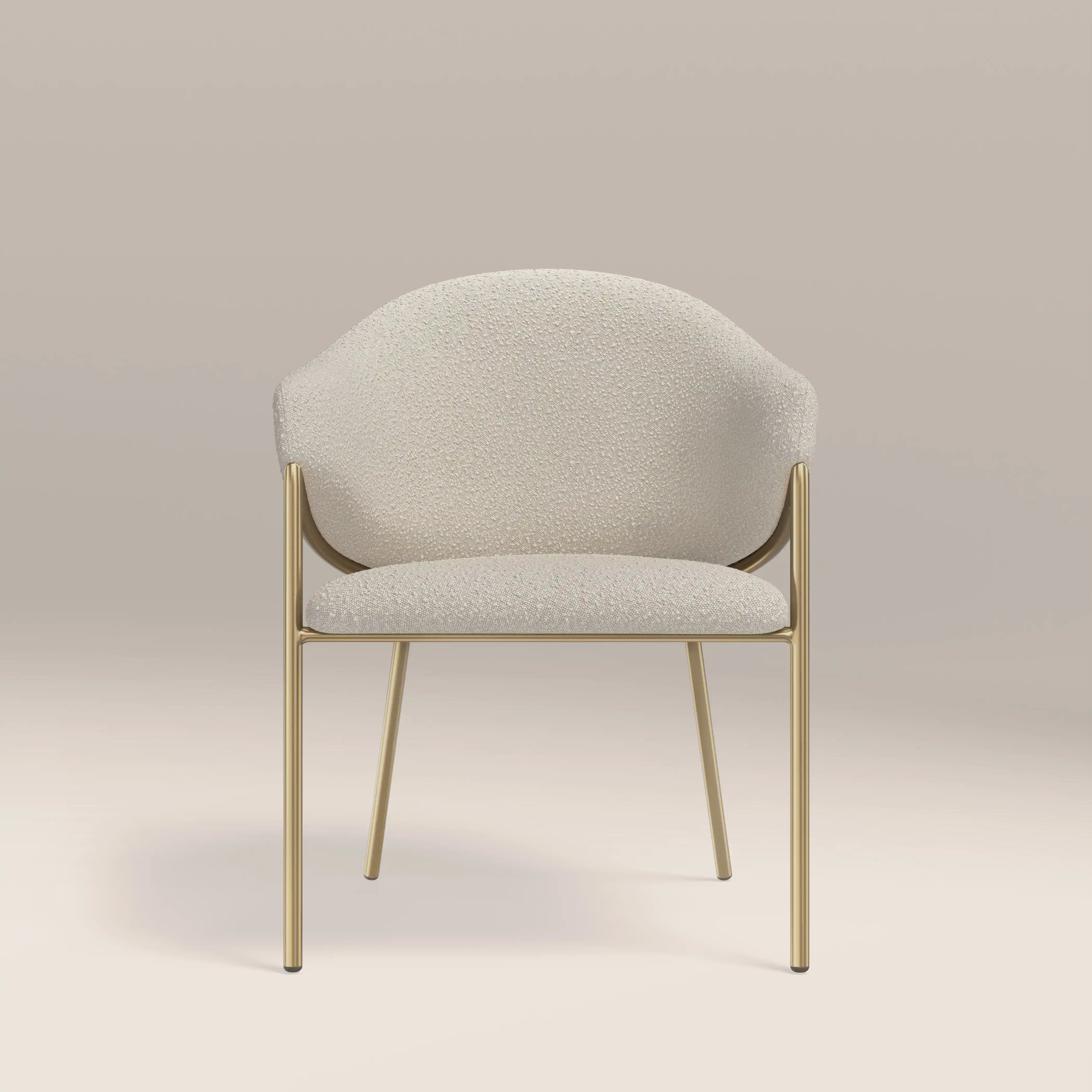 Luca Carver Dining Chair | Speckled Stone Sustainable Boucle & Brass - Image 3