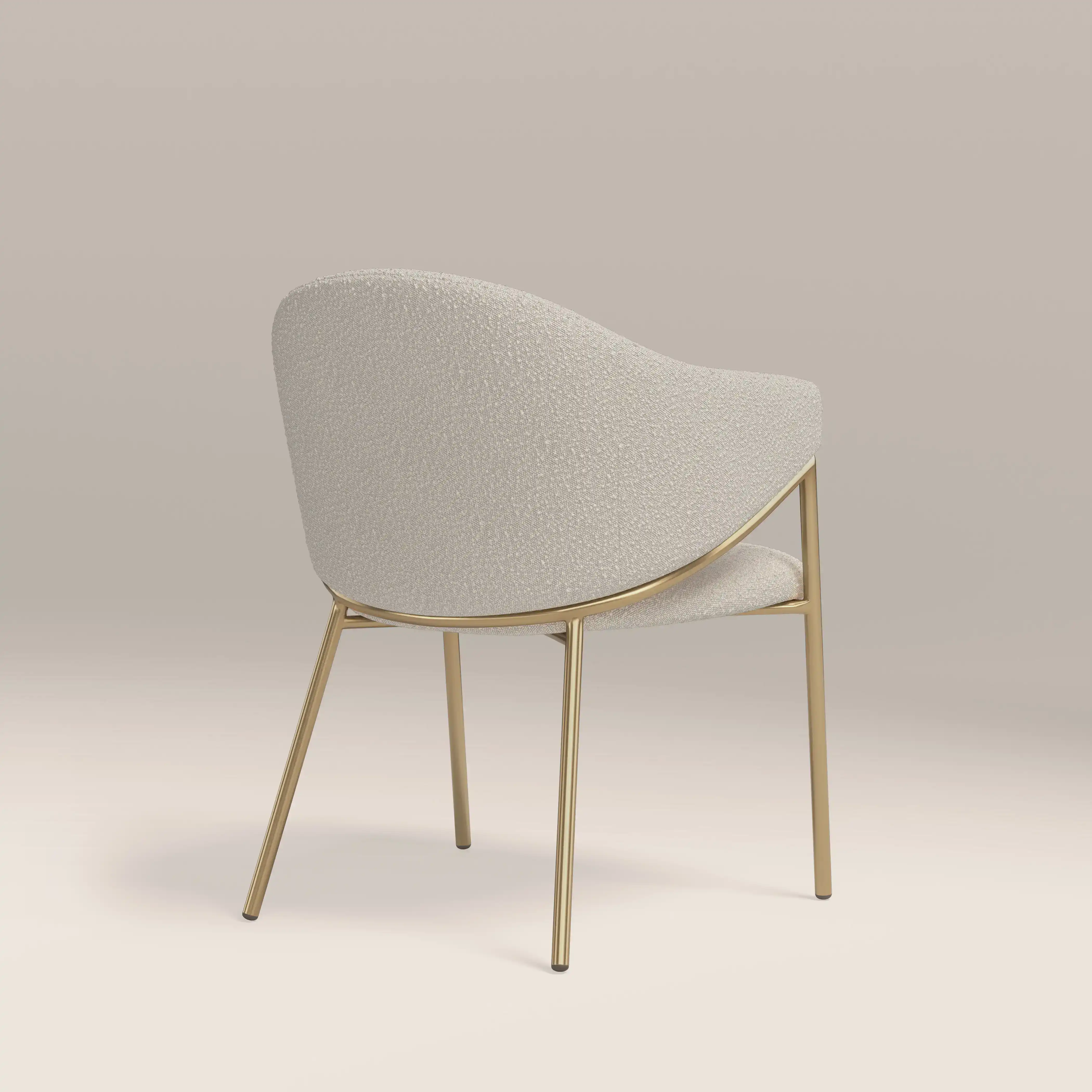 Luca Carver Dining Chair | Speckled Stone Sustainable Boucle & Brass - Image 6