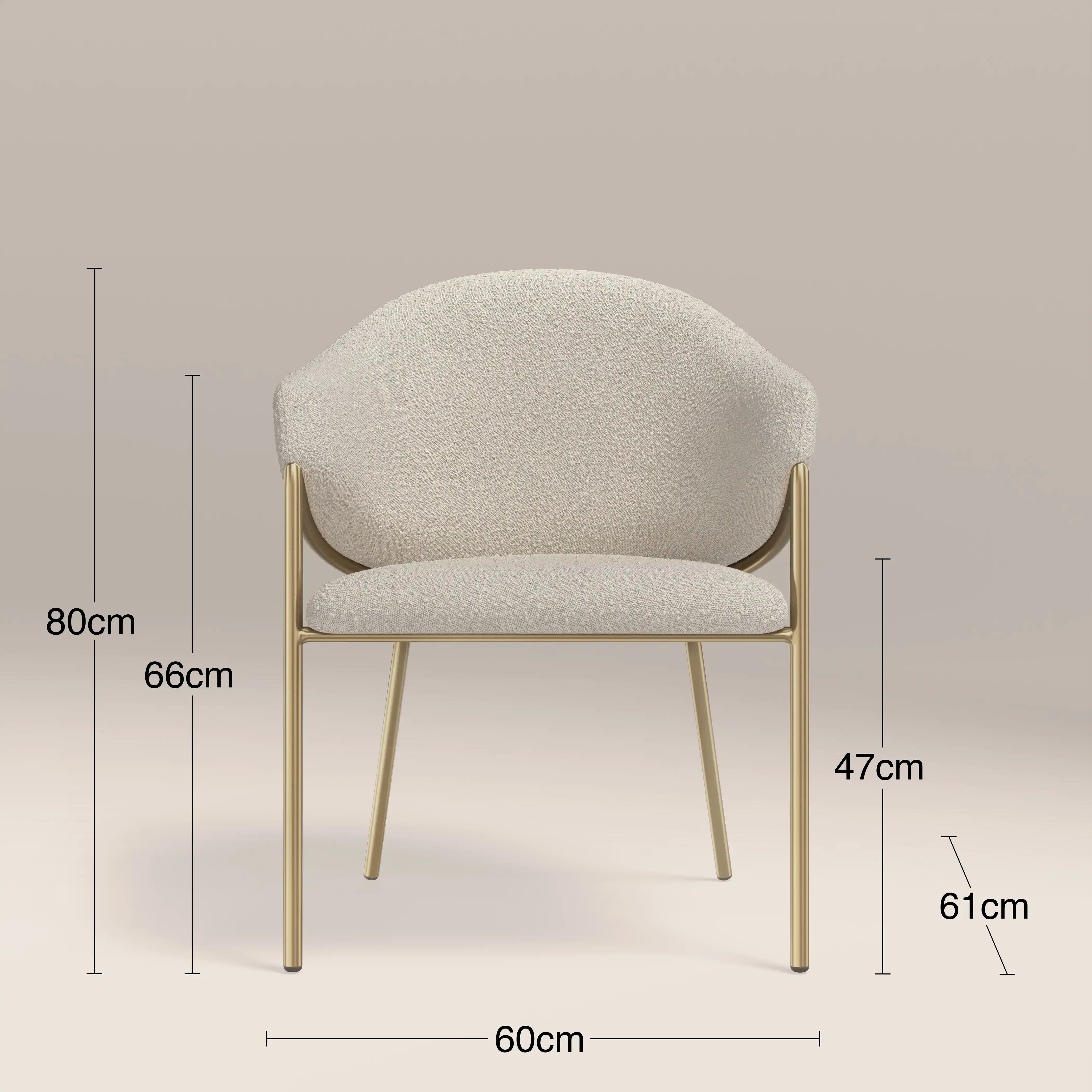 Luca Carver Dining Chair | Speckled Stone Sustainable Boucle & Brass - Image 8