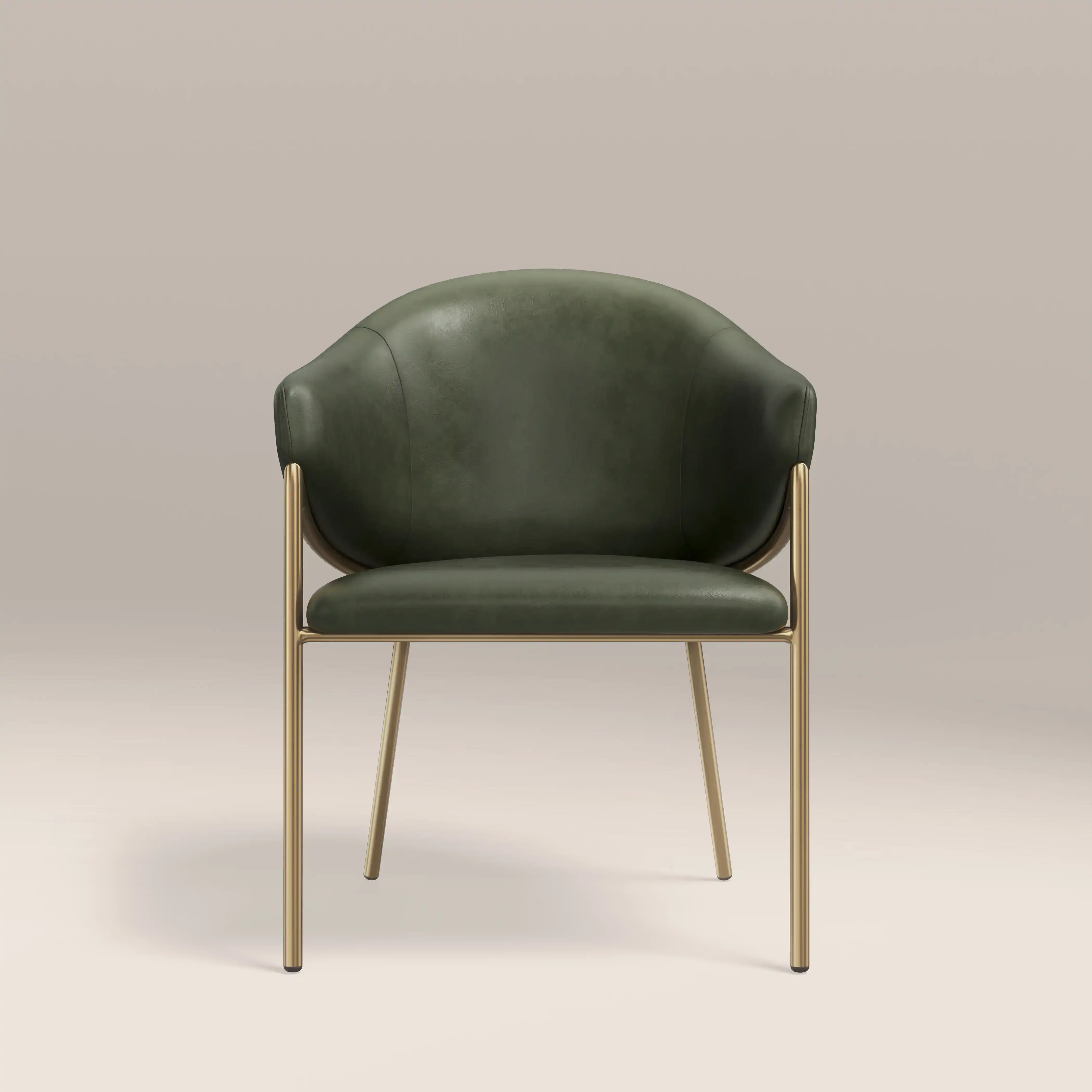 Luca Carver Dining Chair | Vintage Green  Faux Leather & Brass - Image 2