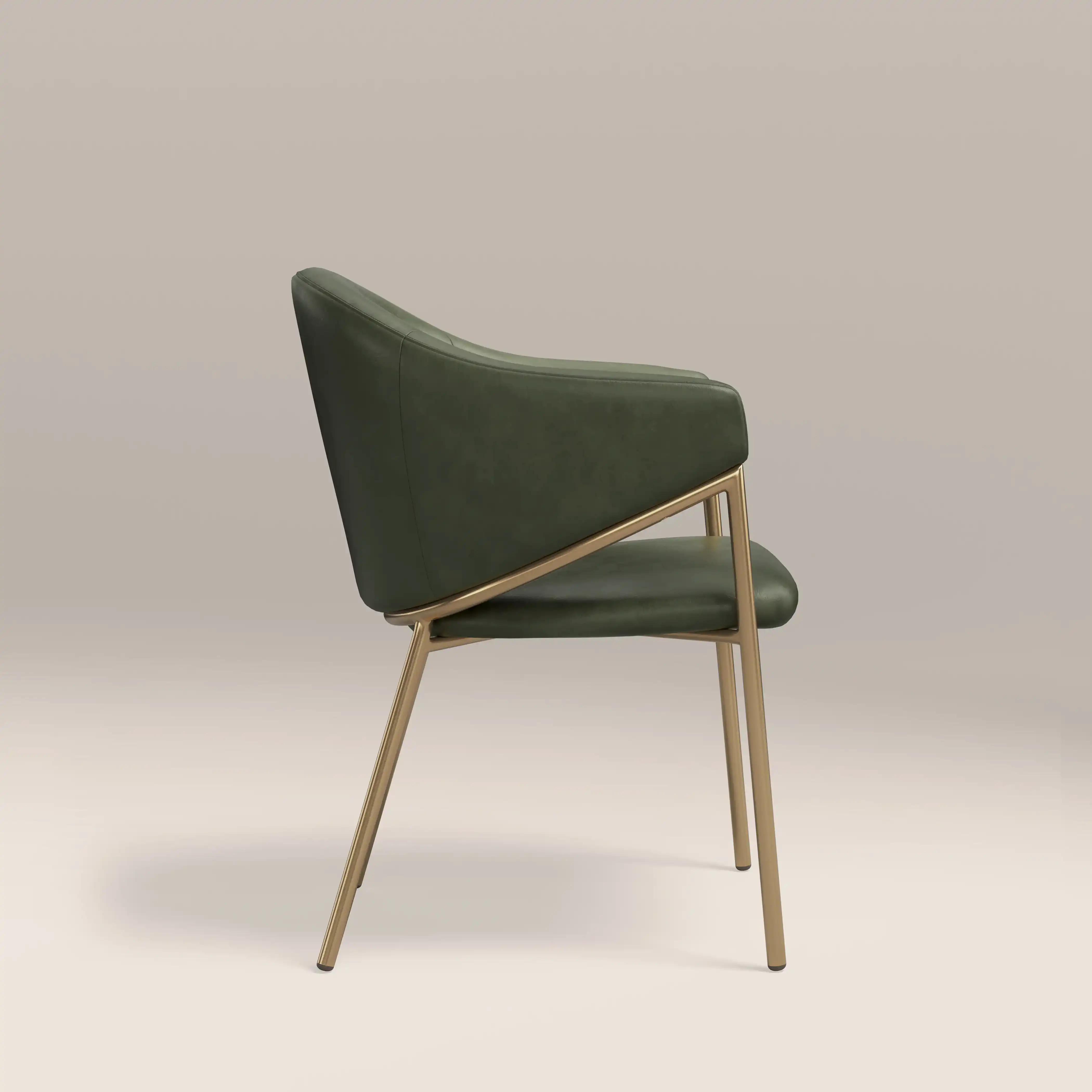 Luca Carver Dining Chair | Vintage Green  Faux Leather & Brass - Image 4