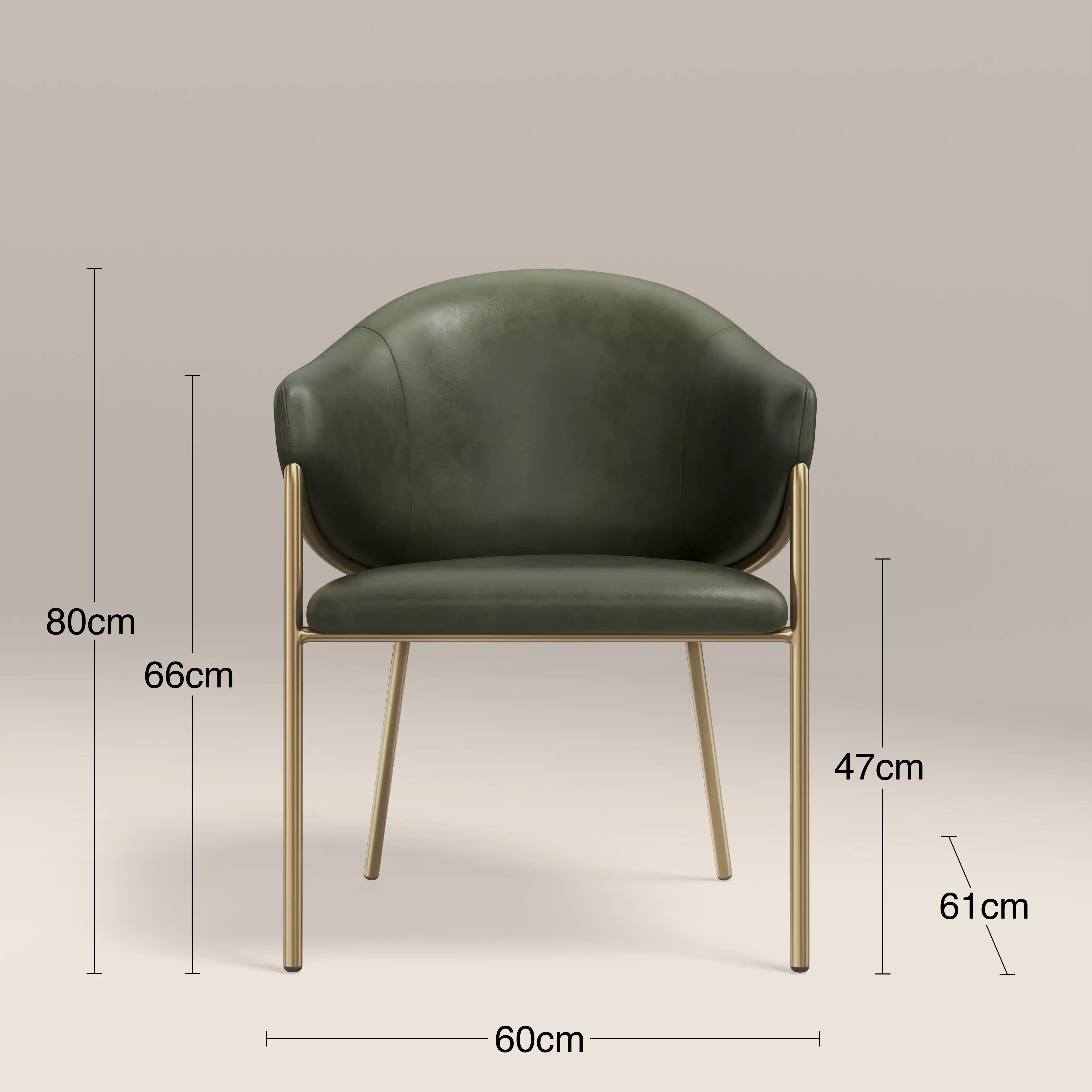 Luca Carver Dining Chair | Vintage Green  Faux Leather & Brass - Image 7