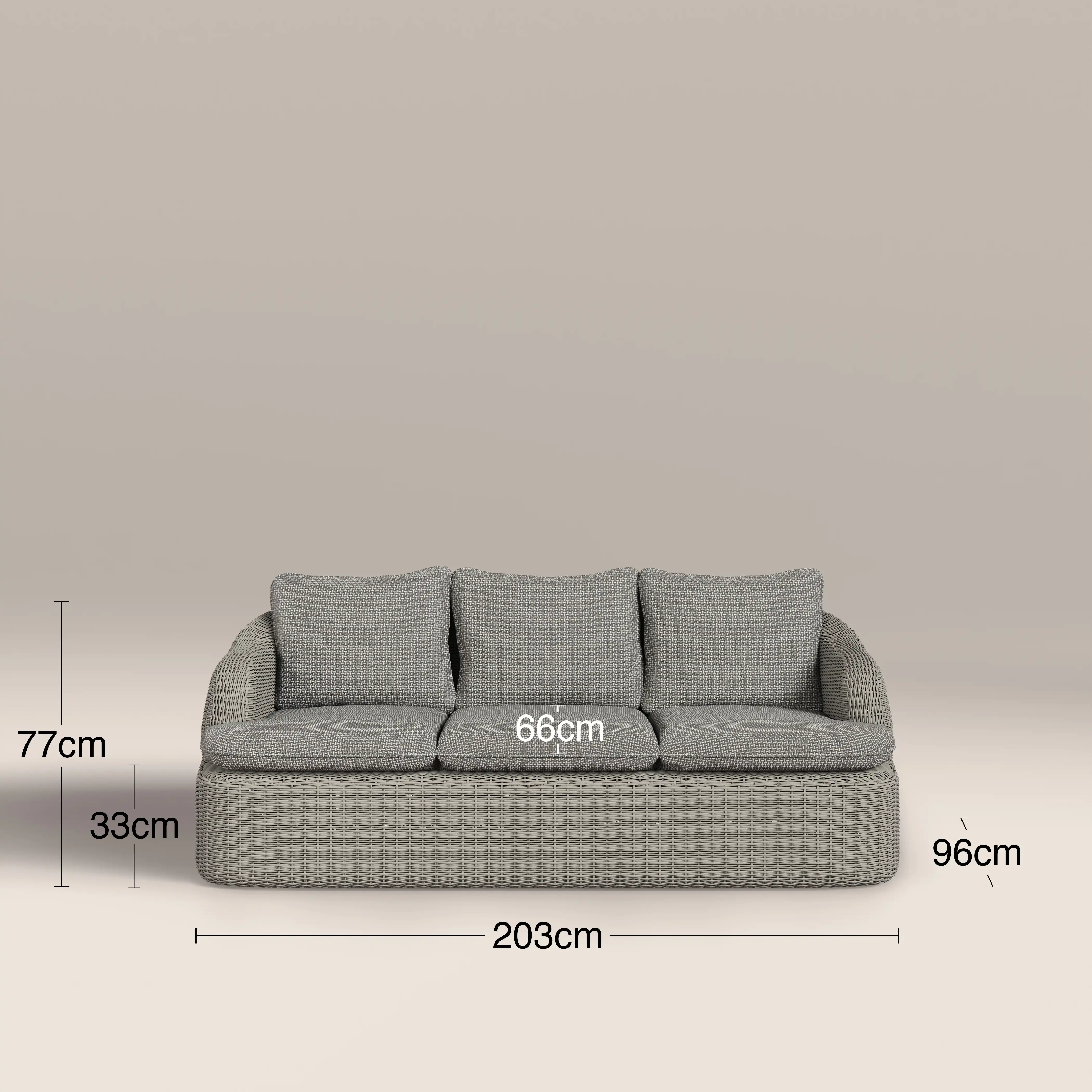 Lucia Garden Sofa Set | Dove Grey Pattern Fabric & Putty Grey Rattan - Image 7