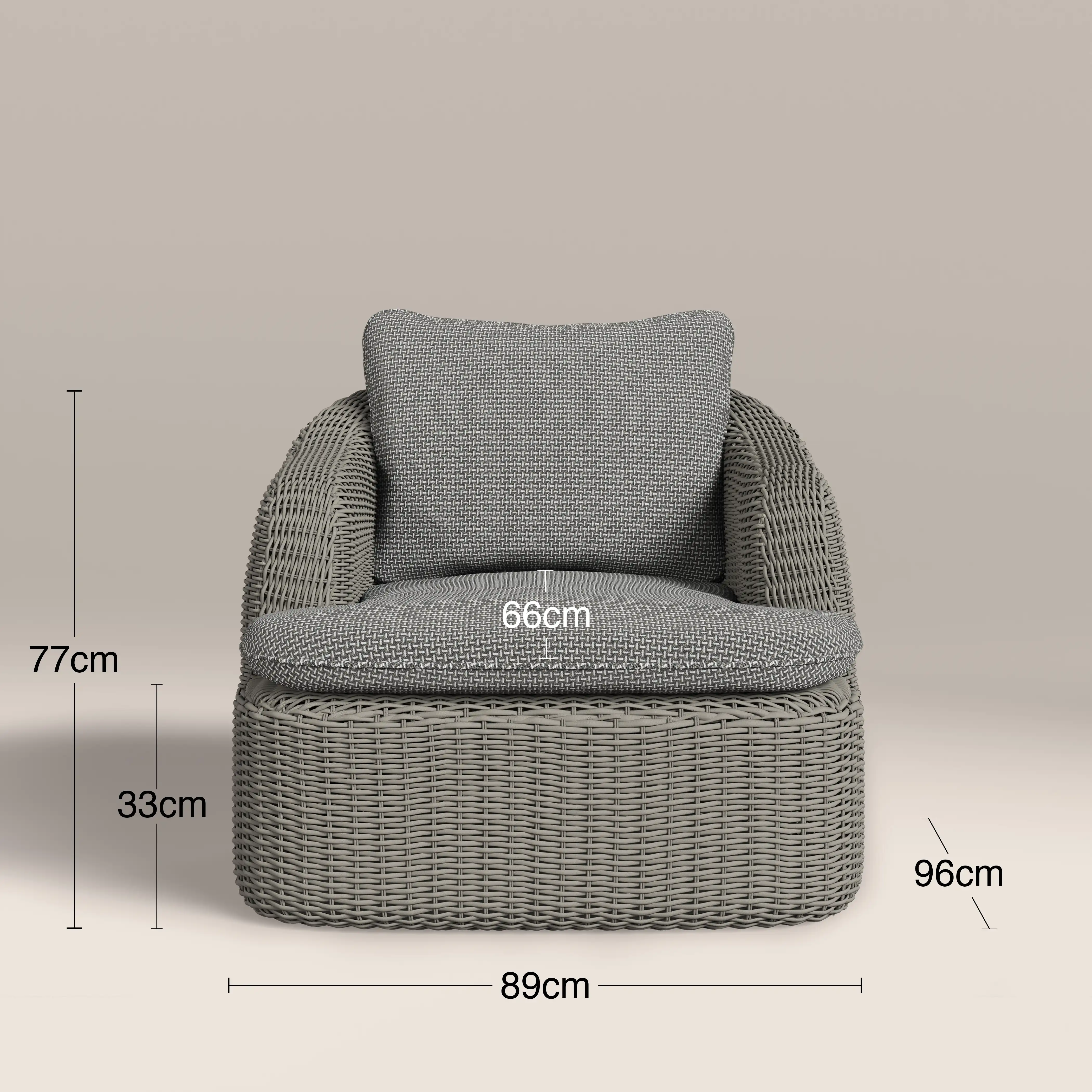 Lucia Garden Sofa Set | Dove Grey Pattern Fabric & Putty Grey Rattan - Image 8