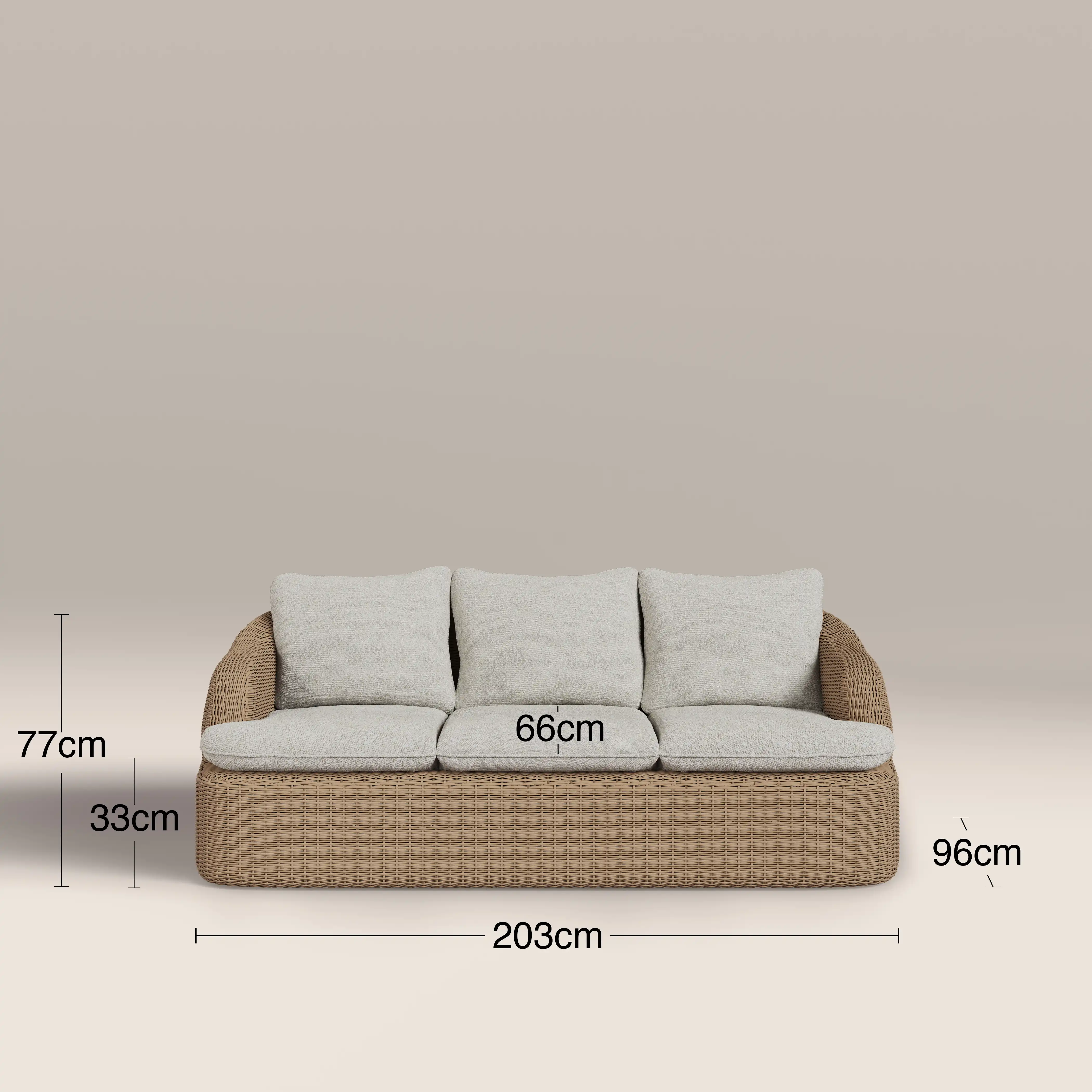 Lucia Garden Sofa Set | Stone Boucle & Natural Rattan - Image 7