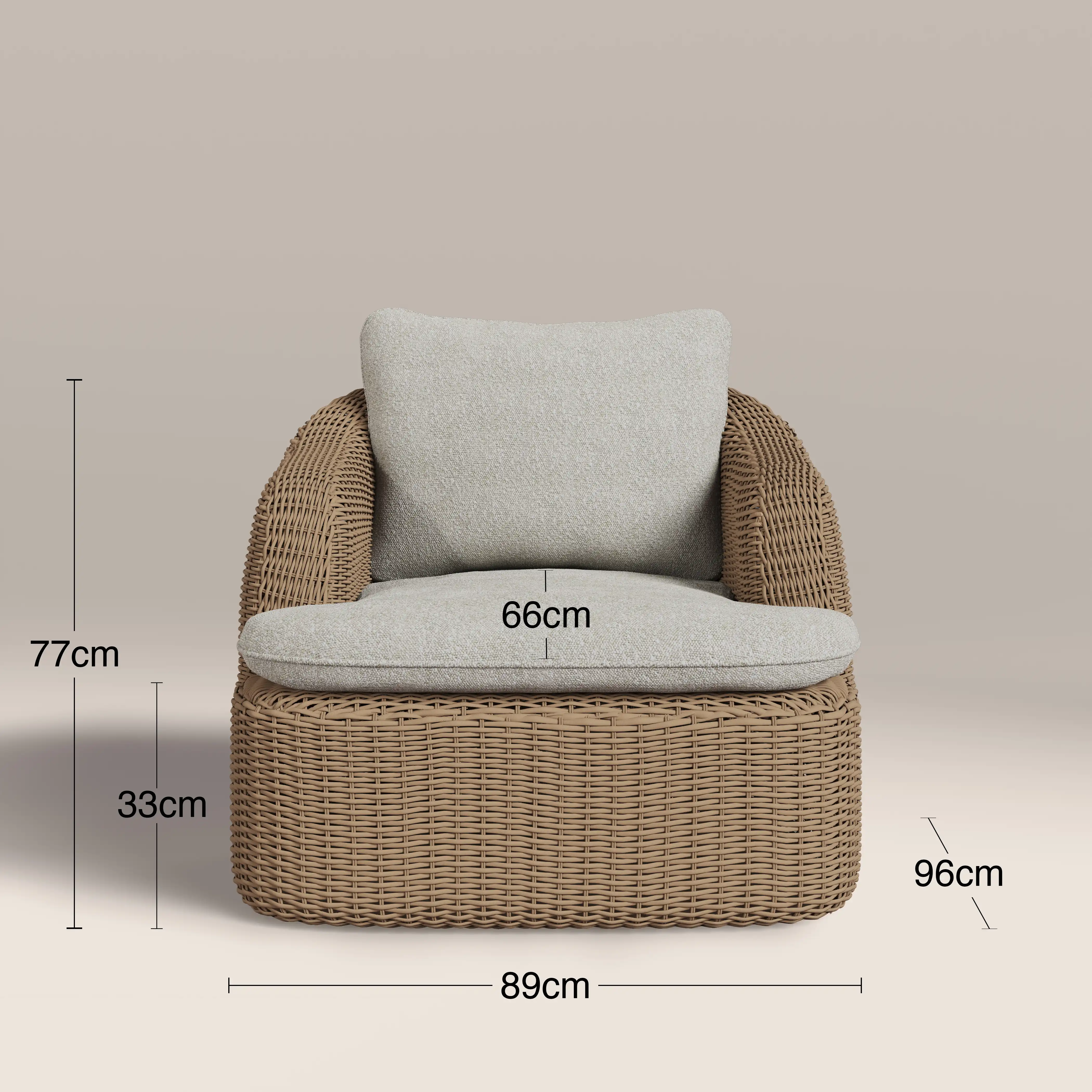 Lucia Garden Sofa Set | Stone Boucle & Natural Rattan - Image 8